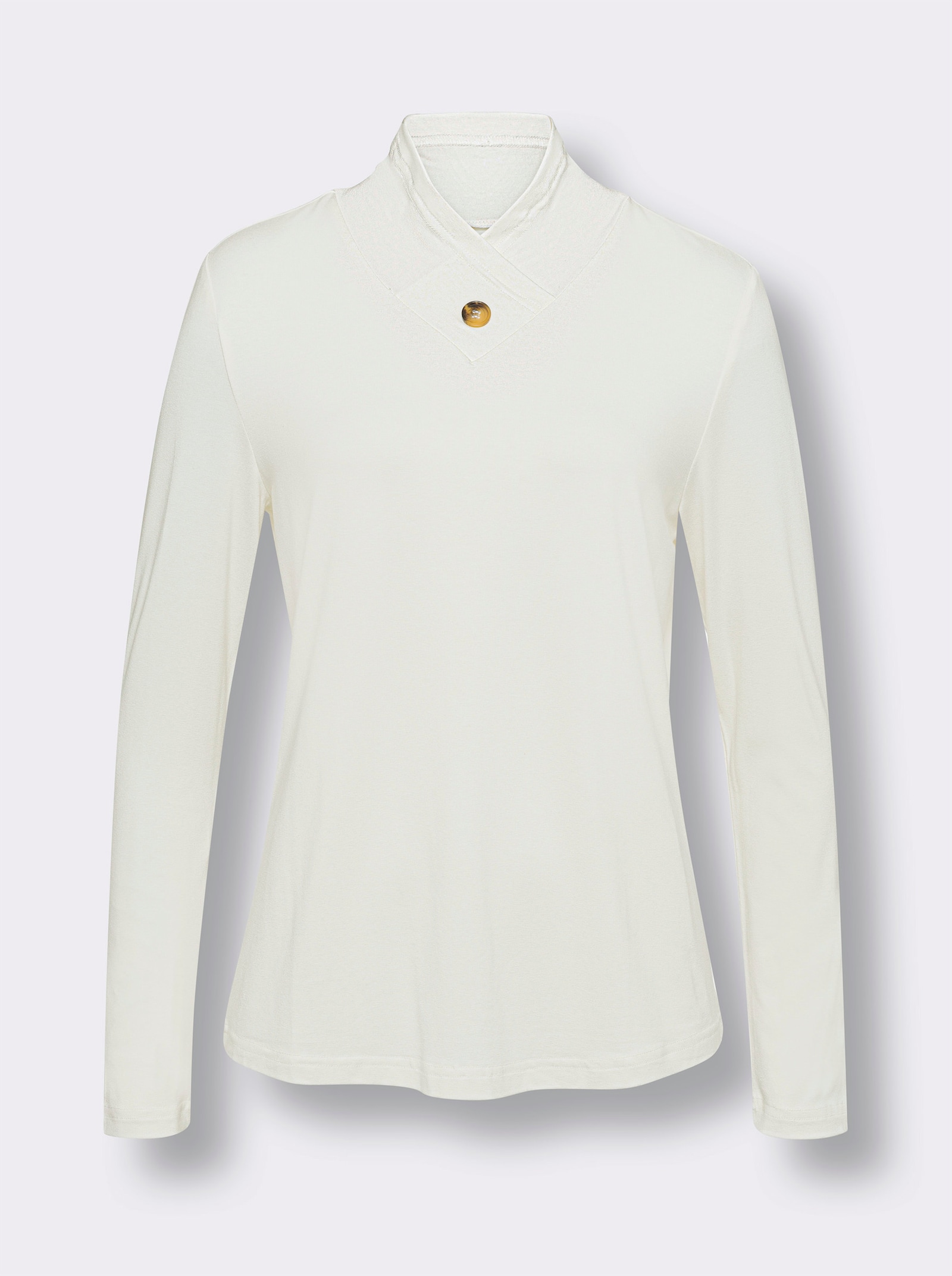 Shirt met lange mouwen van soepel viscose-stretchmateriaal - ecru