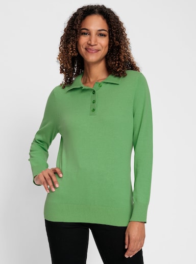 Polopullover mit kurzer Knopfleiste - apfel