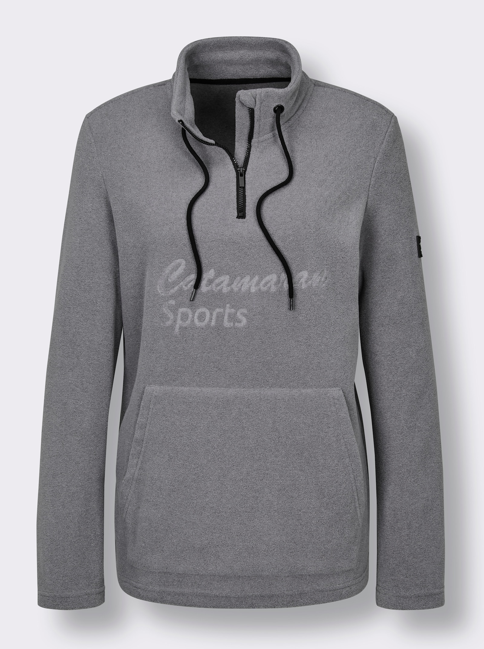 Catamaran Sports Fleecepullover mit weitenregulierbarem Stehkragen - grau-meliert