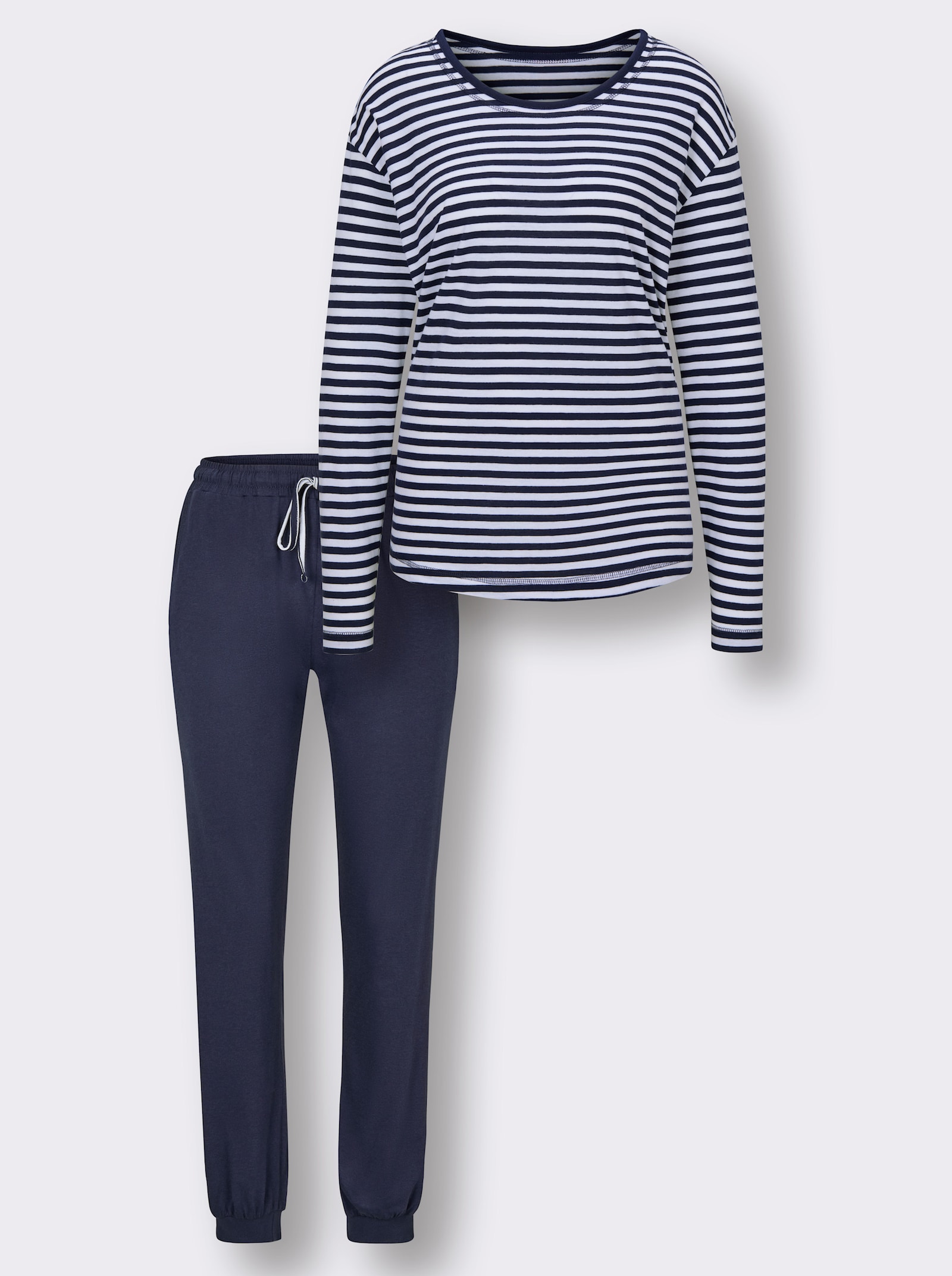 wäschepur Schlafanzug mit Ringelmuster - marine-weiß