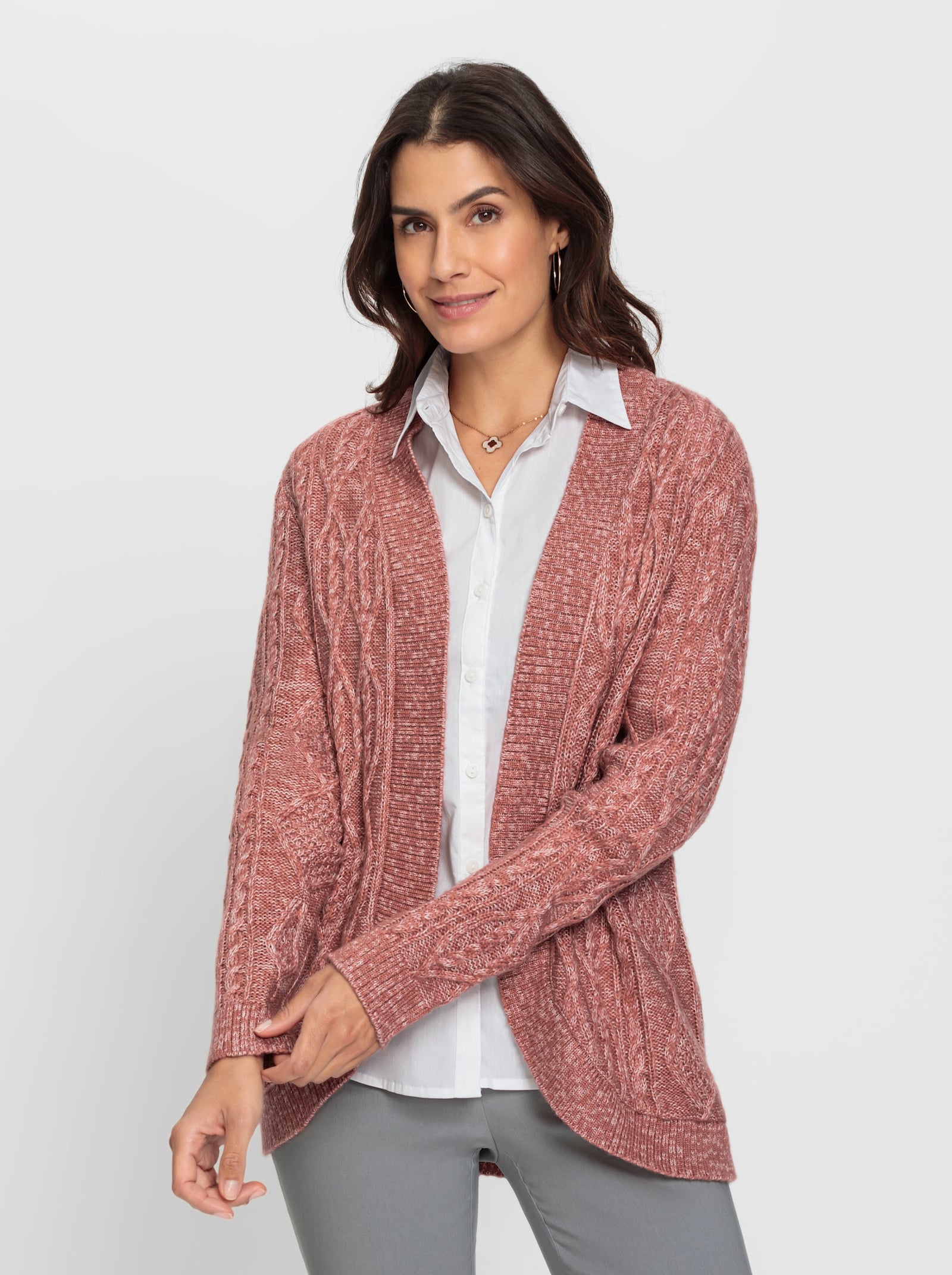 Strickjacke in Melange-Qualität - rosenholz-meliert