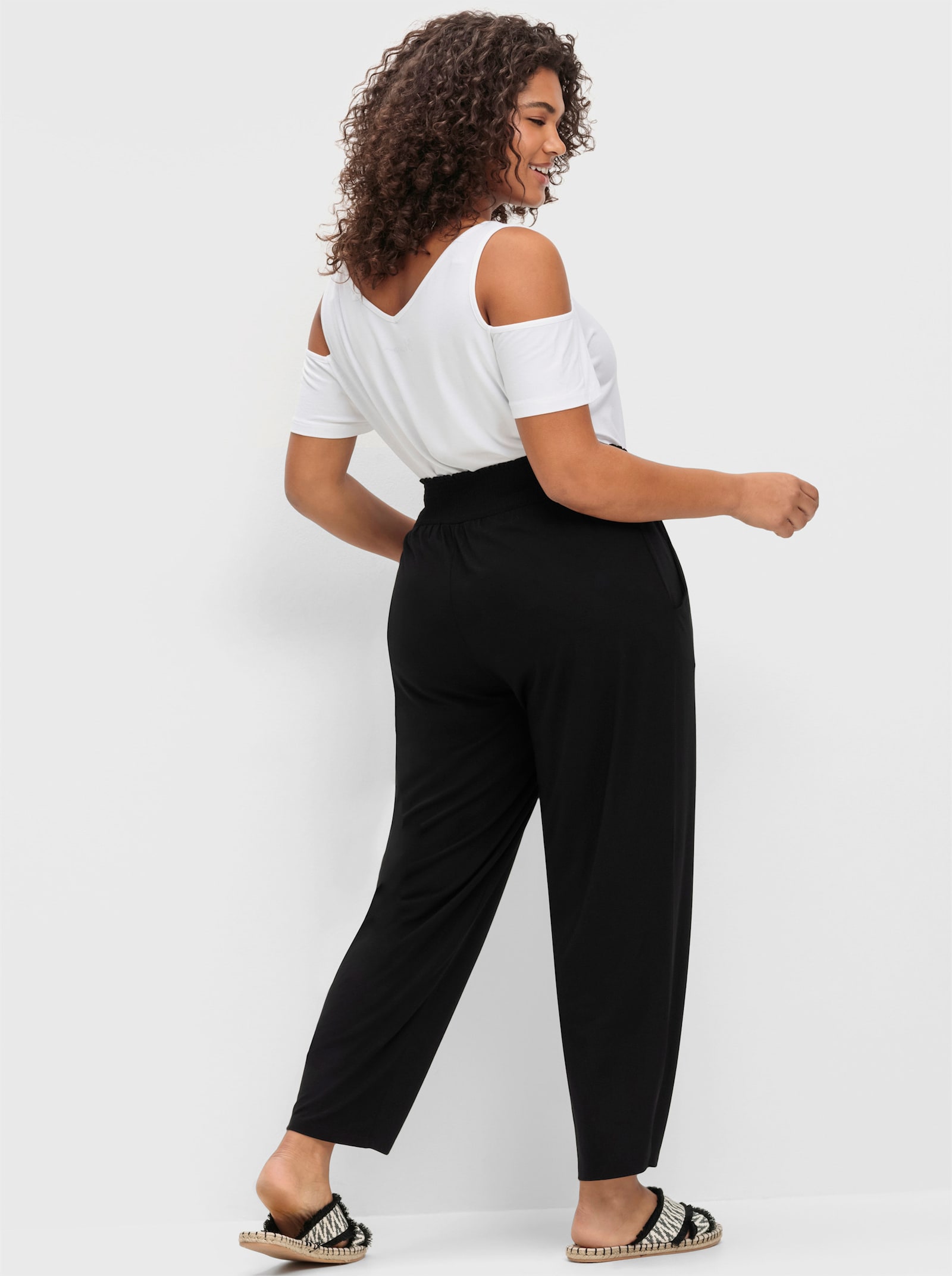 sheego comfortbroek - zwart