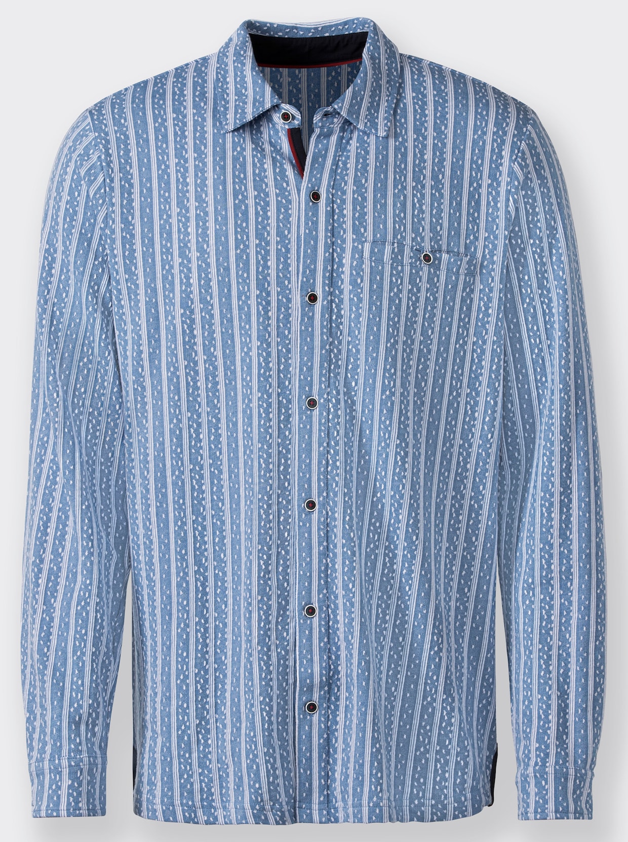 Marco Donati Jerseyhemd - medium blauw gestreept