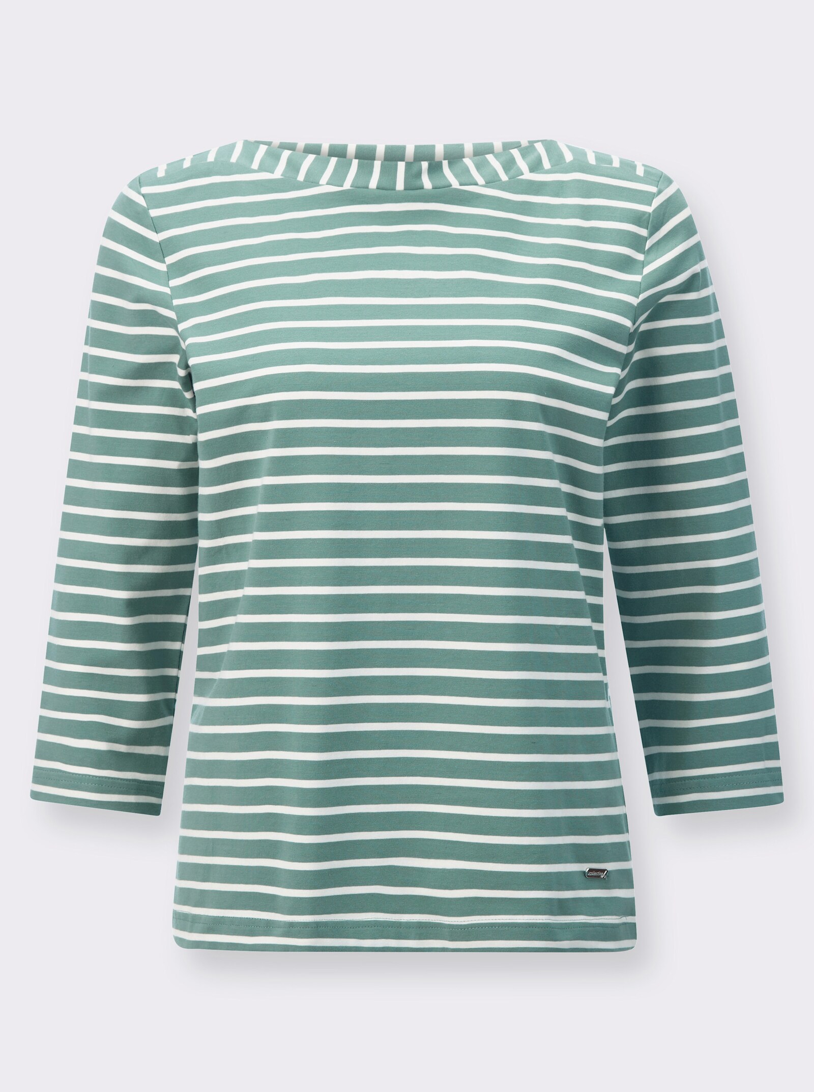 Proužkované tričko s lodičkovým výstřihem - nefritová