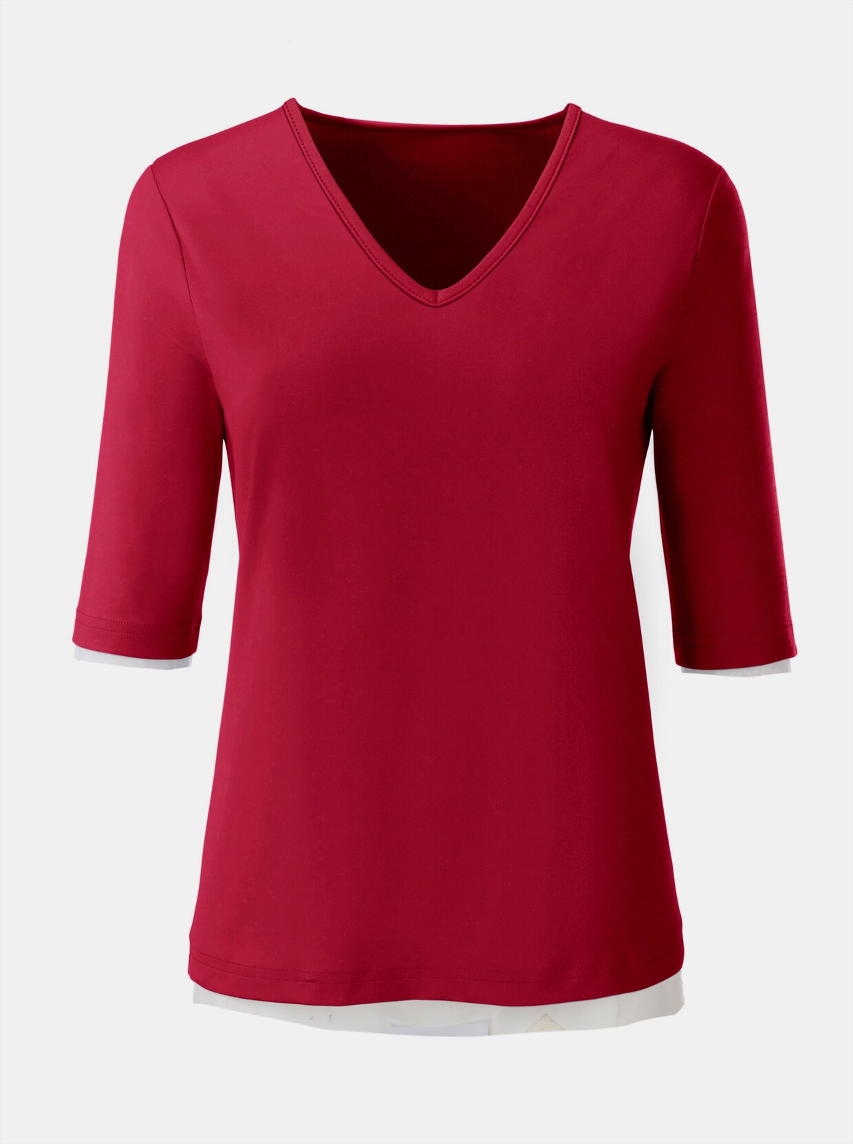 Shirt met V-hals - rood