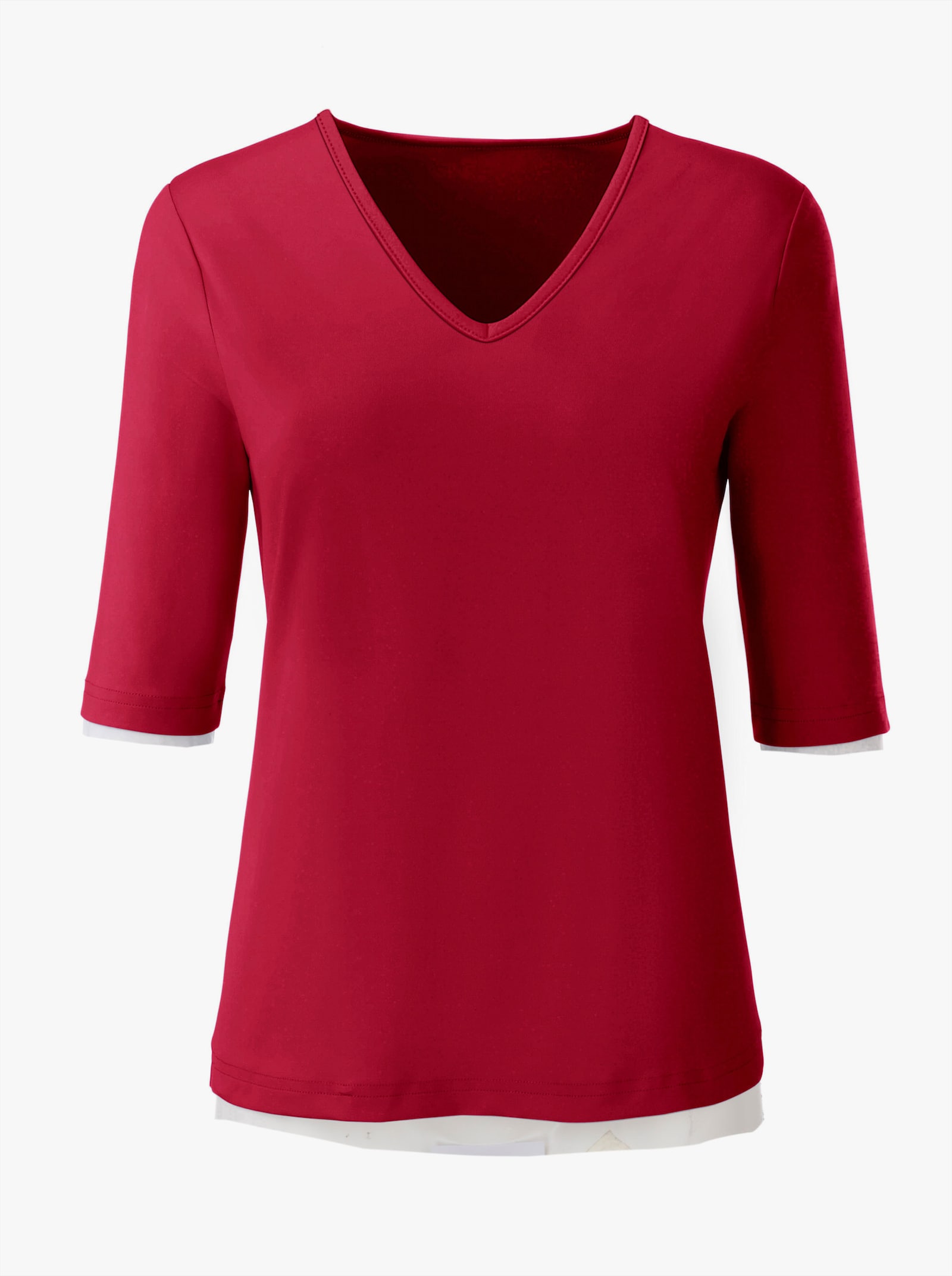 V-Shirt mit V-Ausschnitt, pflegeleicht - rot