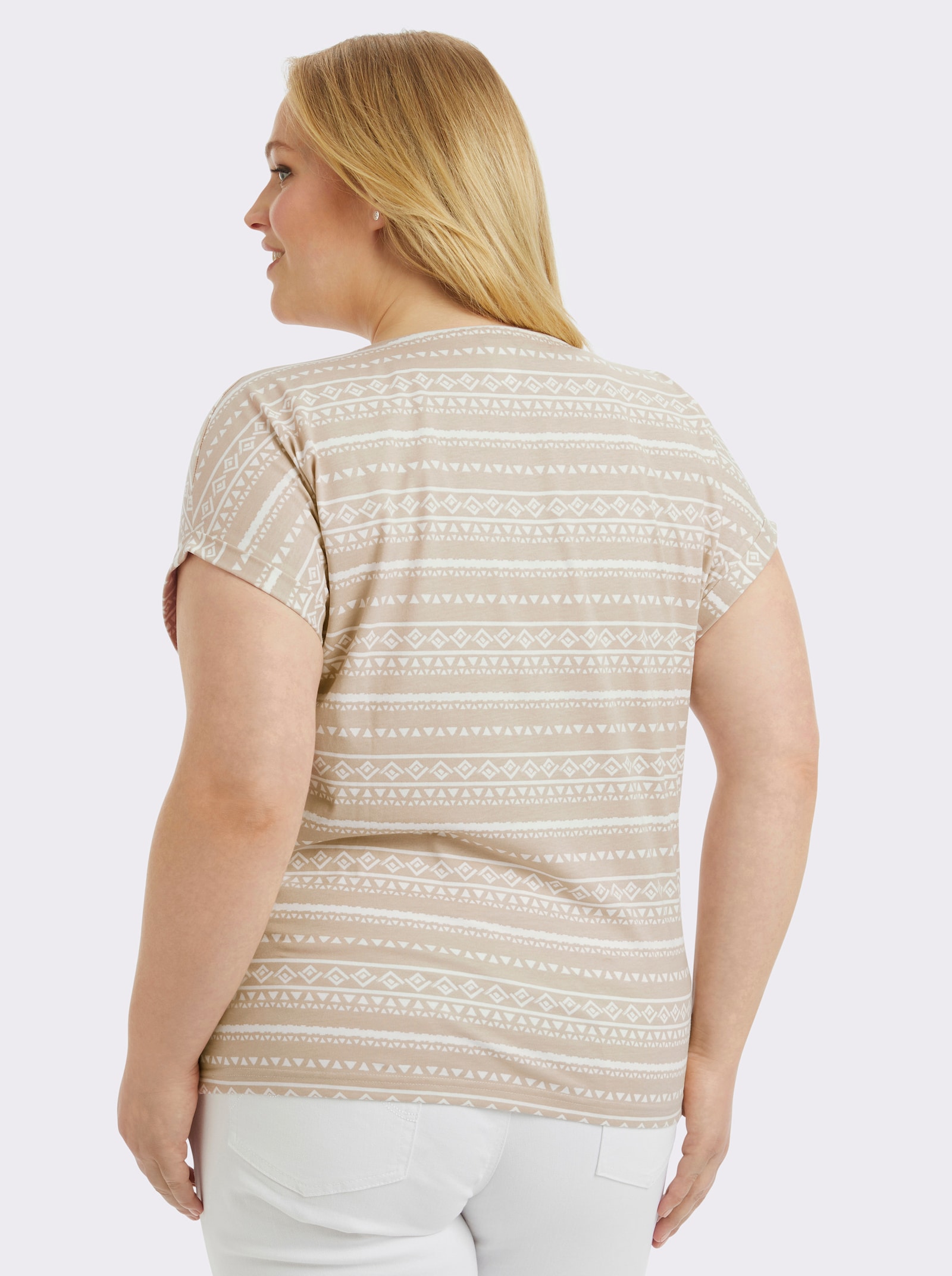 Print-Shirt mit Rundhals-Ausschnitt - beige-ecru-bedruckt