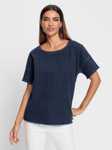 heine Jeansbluse mit Fransen - dark blue