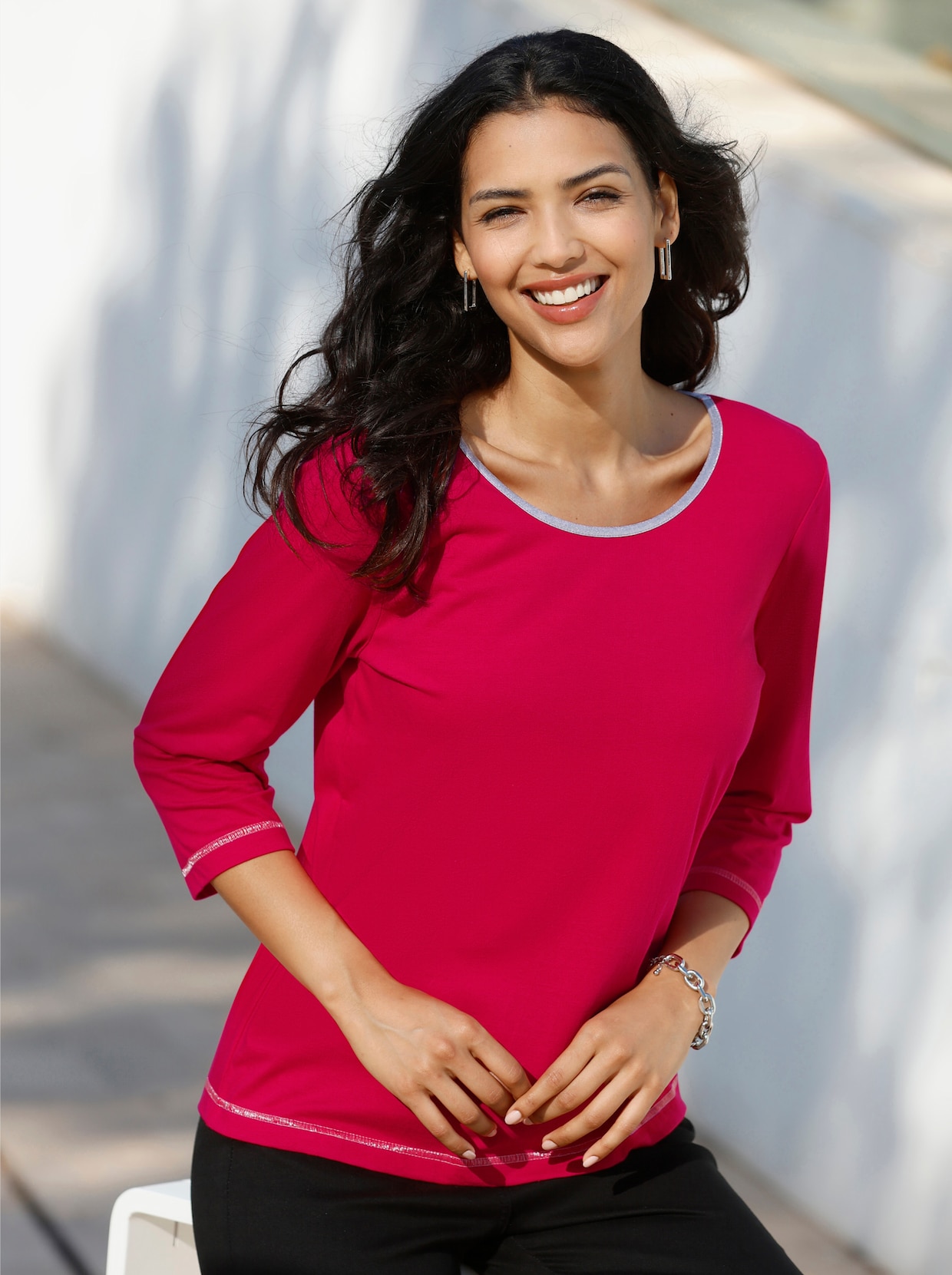 Shirt met 3/4-mouw - rood