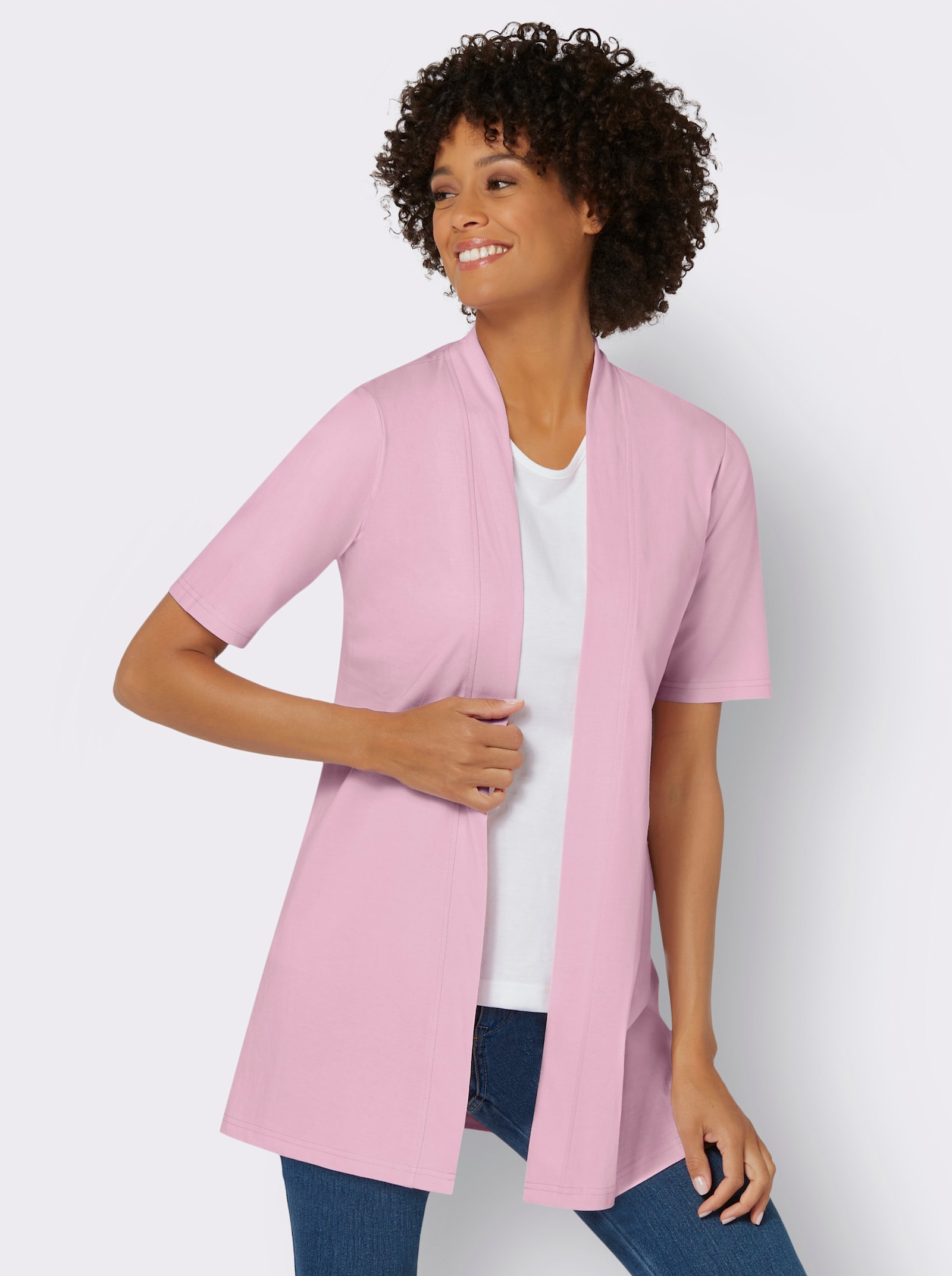 Shirtjacke mit Seitenschlitzen - rosé