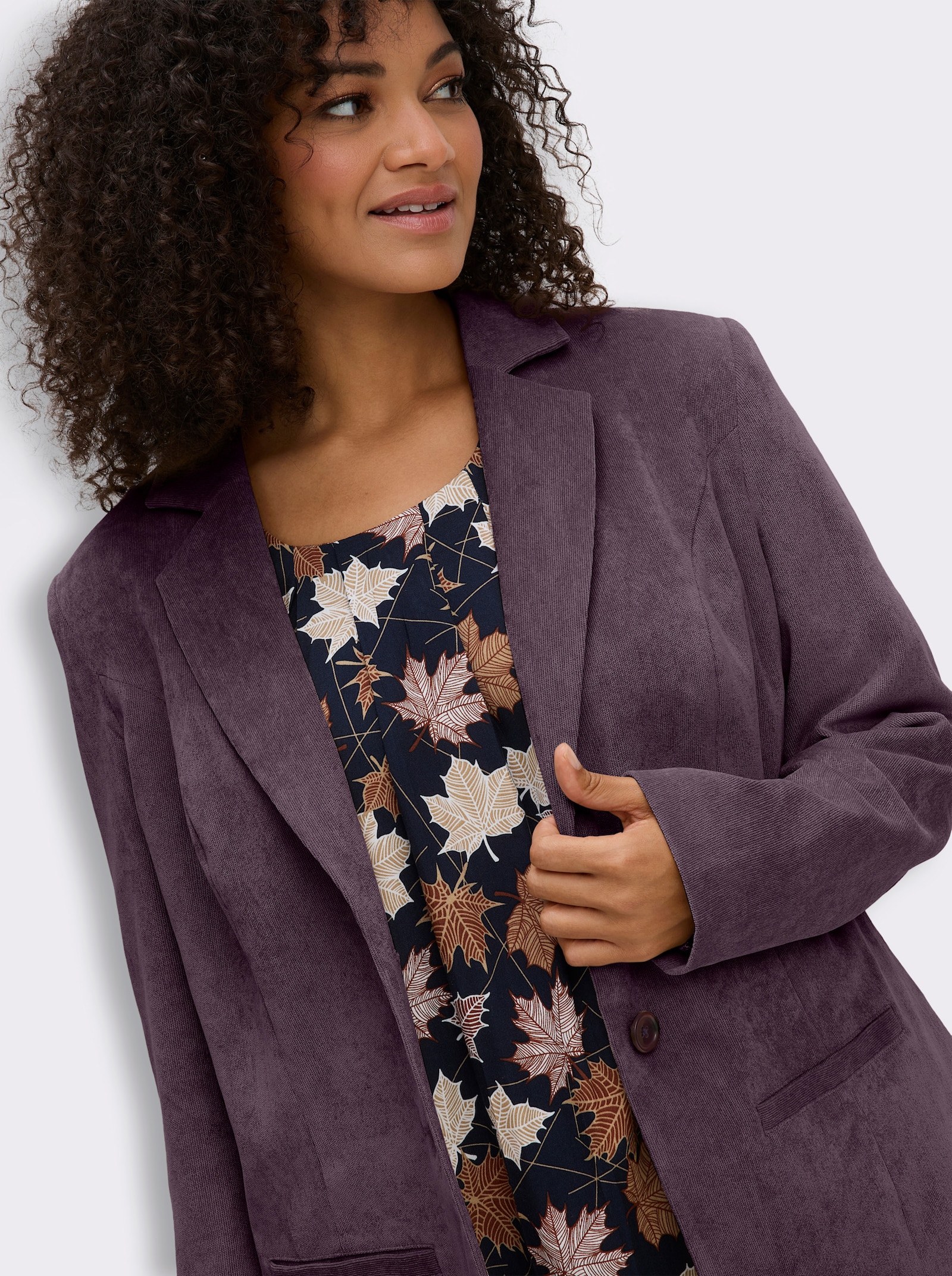 sheego Cordblazer in taillierter Form - aubergine