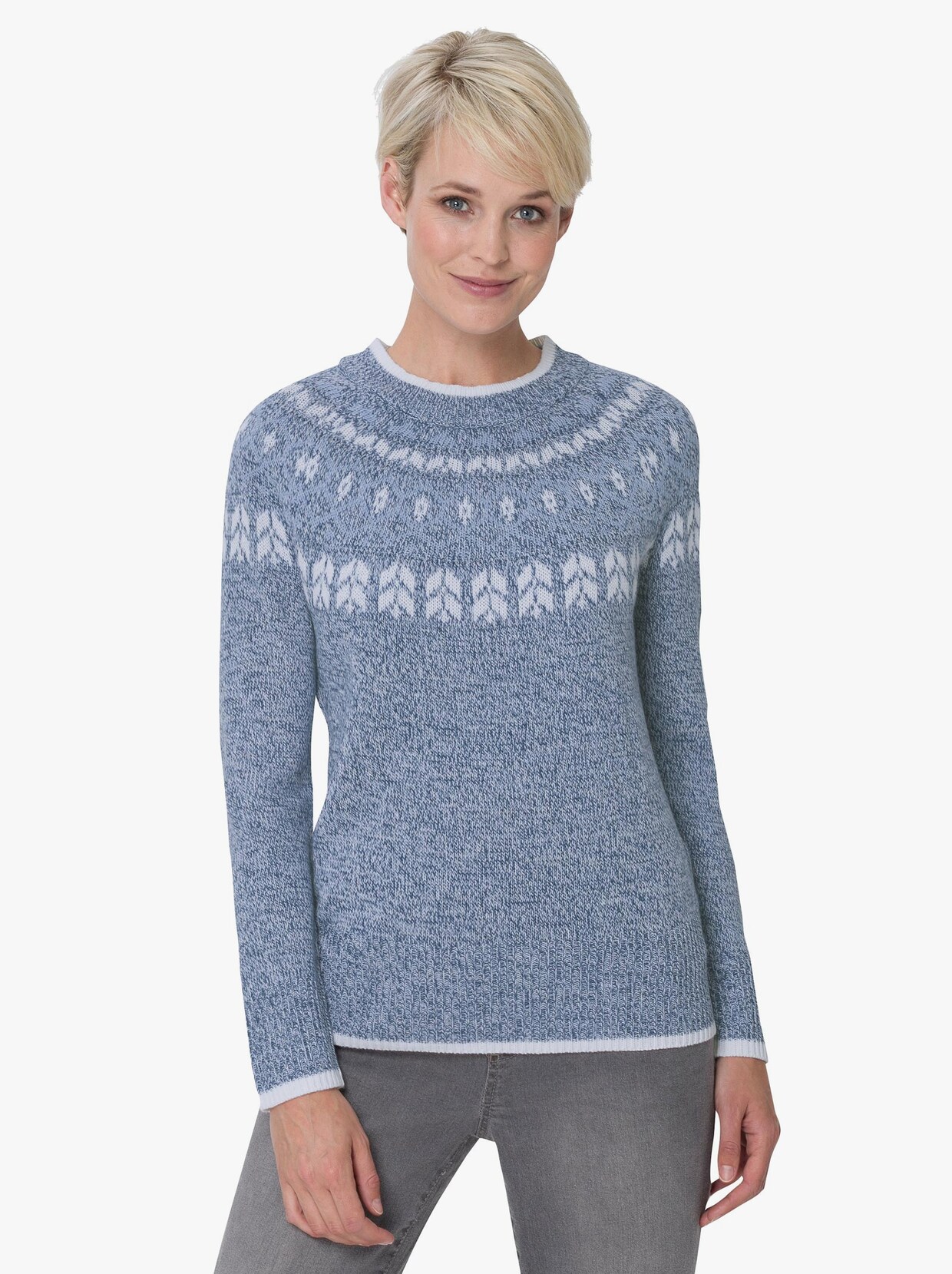 Norwegerpullover - jeansblau-bleu-meliert