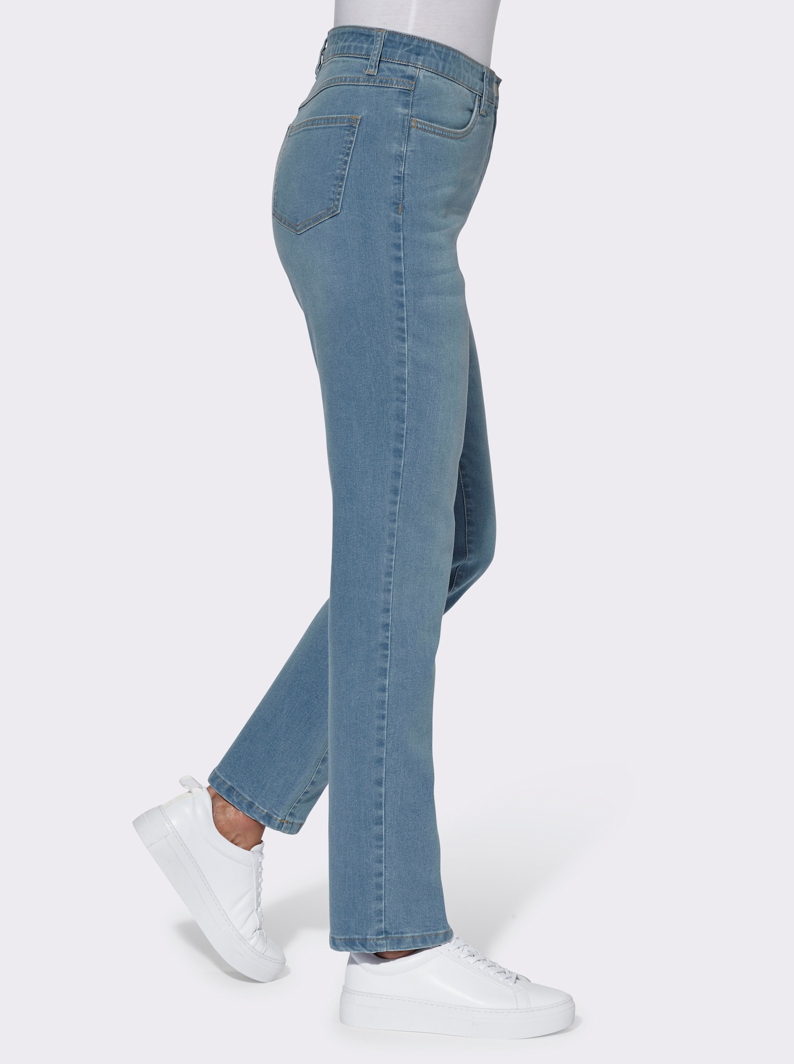 High waist jeans met comfortband aan de binnenzijde - blue-bleached