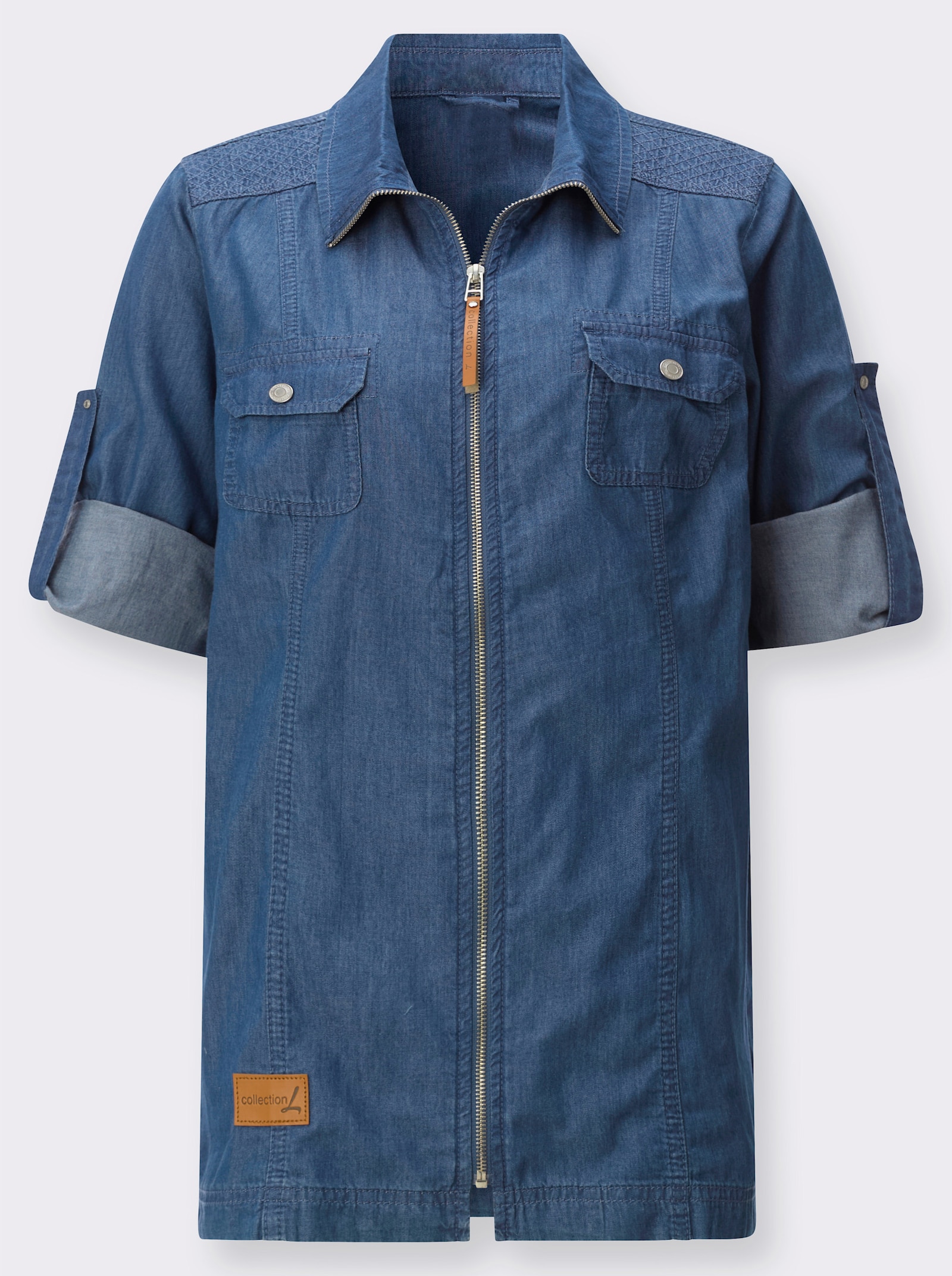 Blusenjacke mit Brust-Klappentaschen - blue-bleached