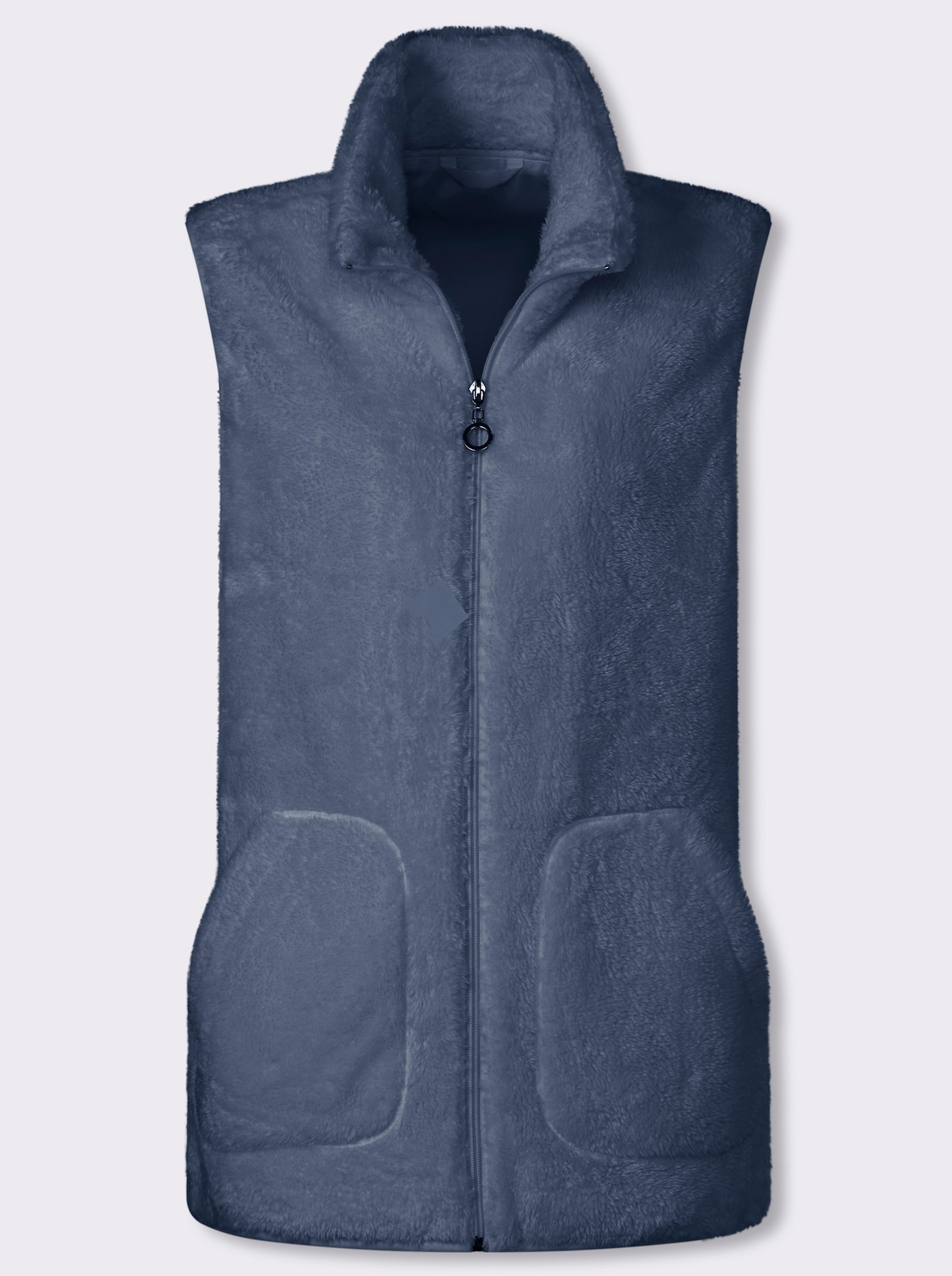 Fleeceweste mit aufgesetzten Taschen - rauchblau