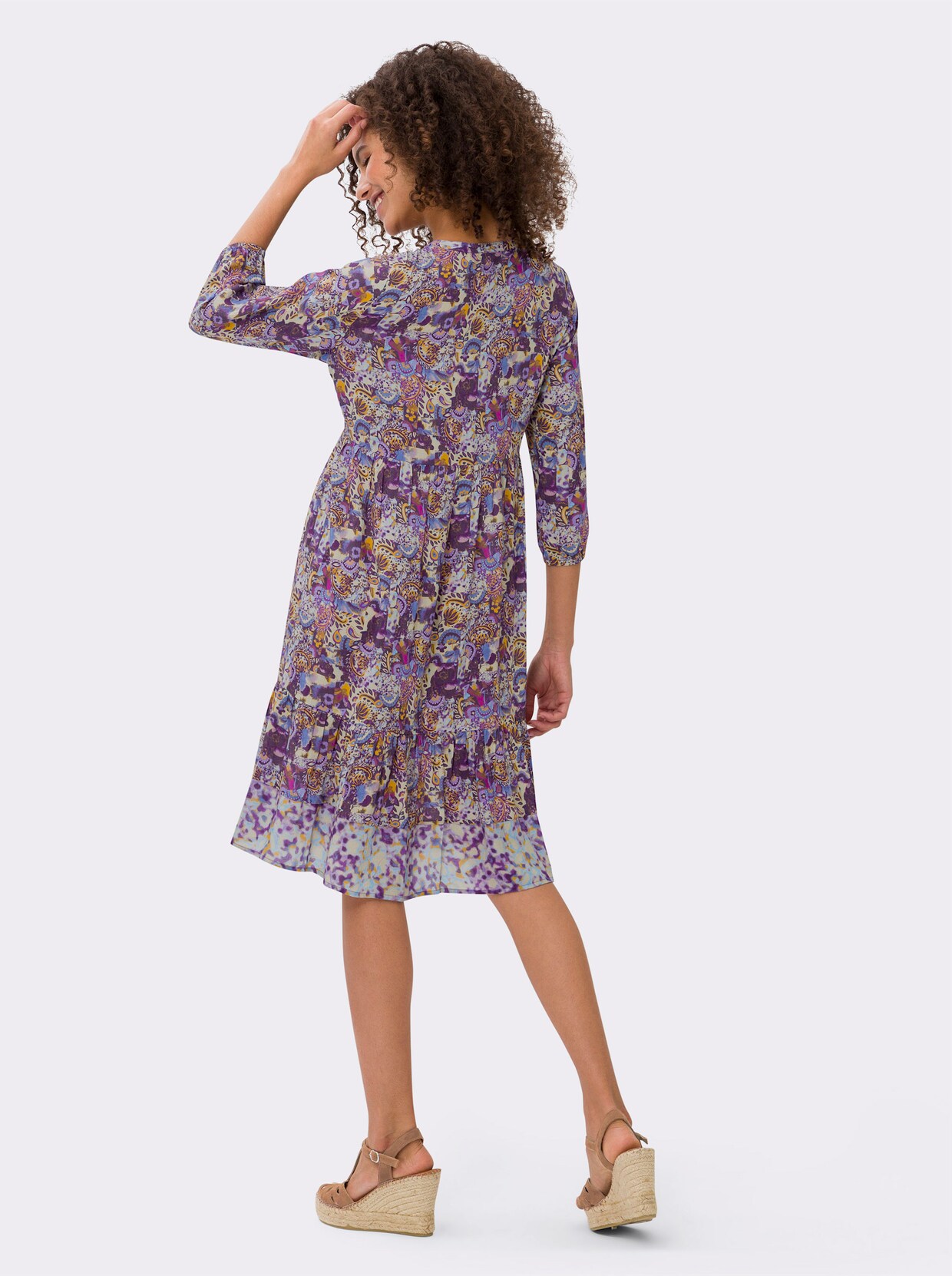 heine Volantkleid - lila-sand-bedruckt