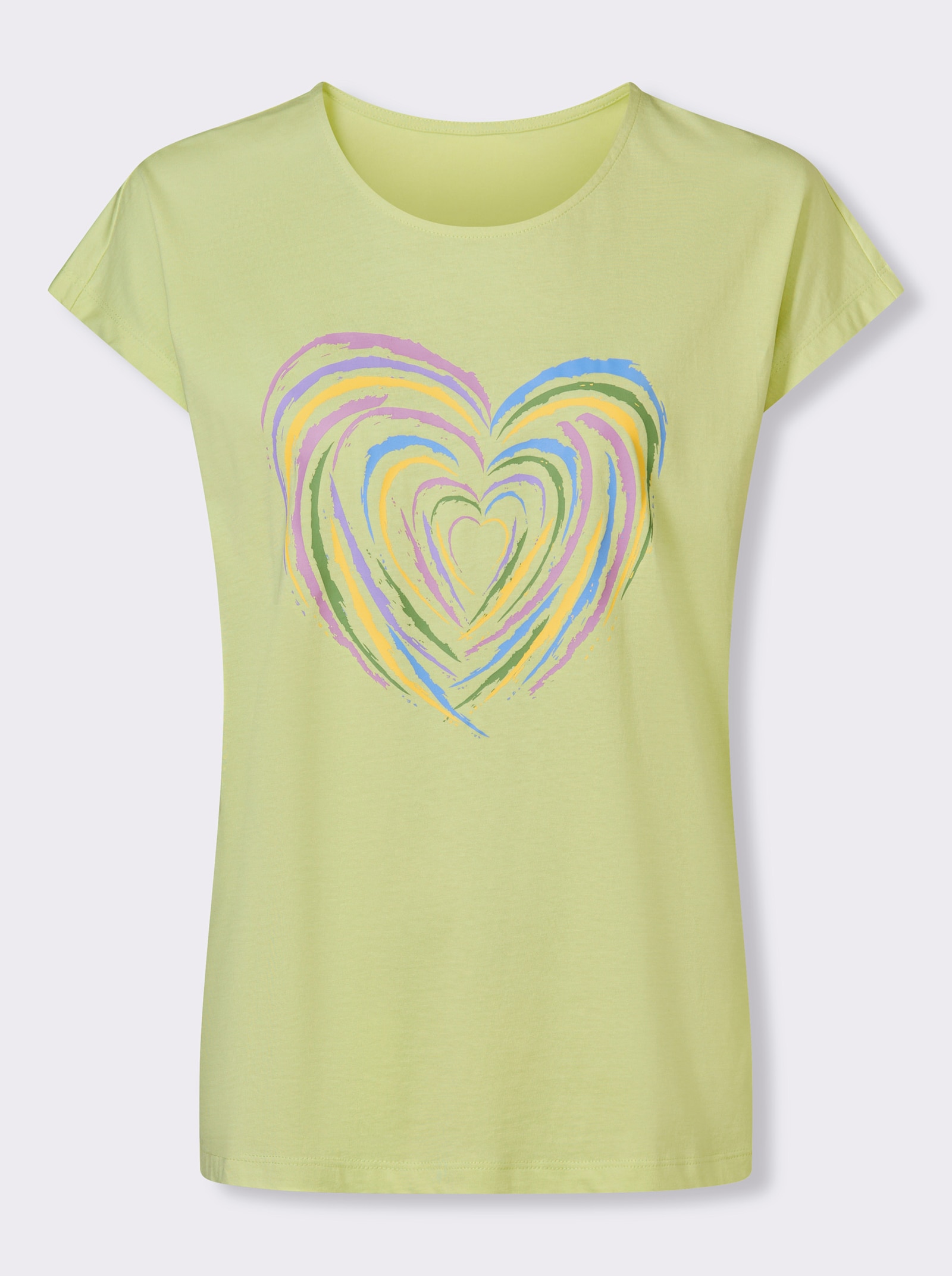 Shirt met korte mouwen en hartmotief - pistache/orchidee