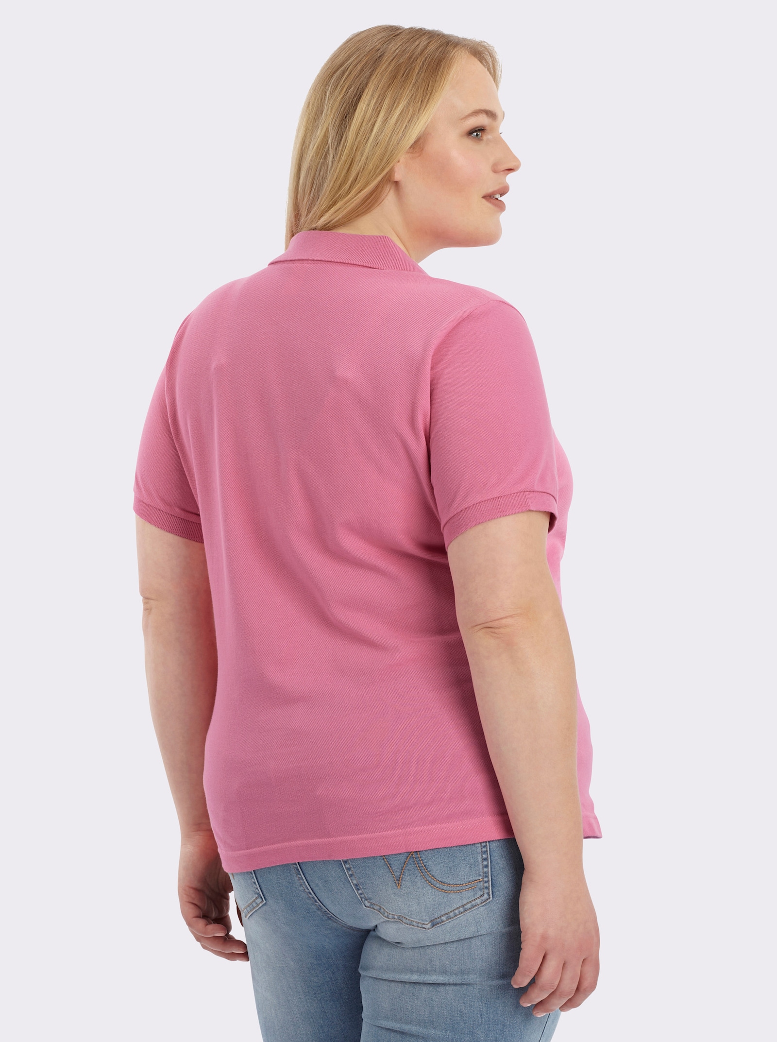 Poloshirt mit Seitenschlitzen - pink
