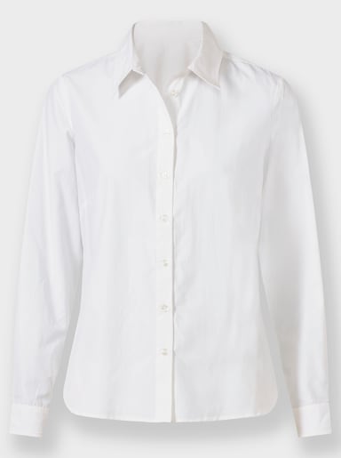 Langarm-Bluse im Baumwoll-Polyester-Mix - ecru