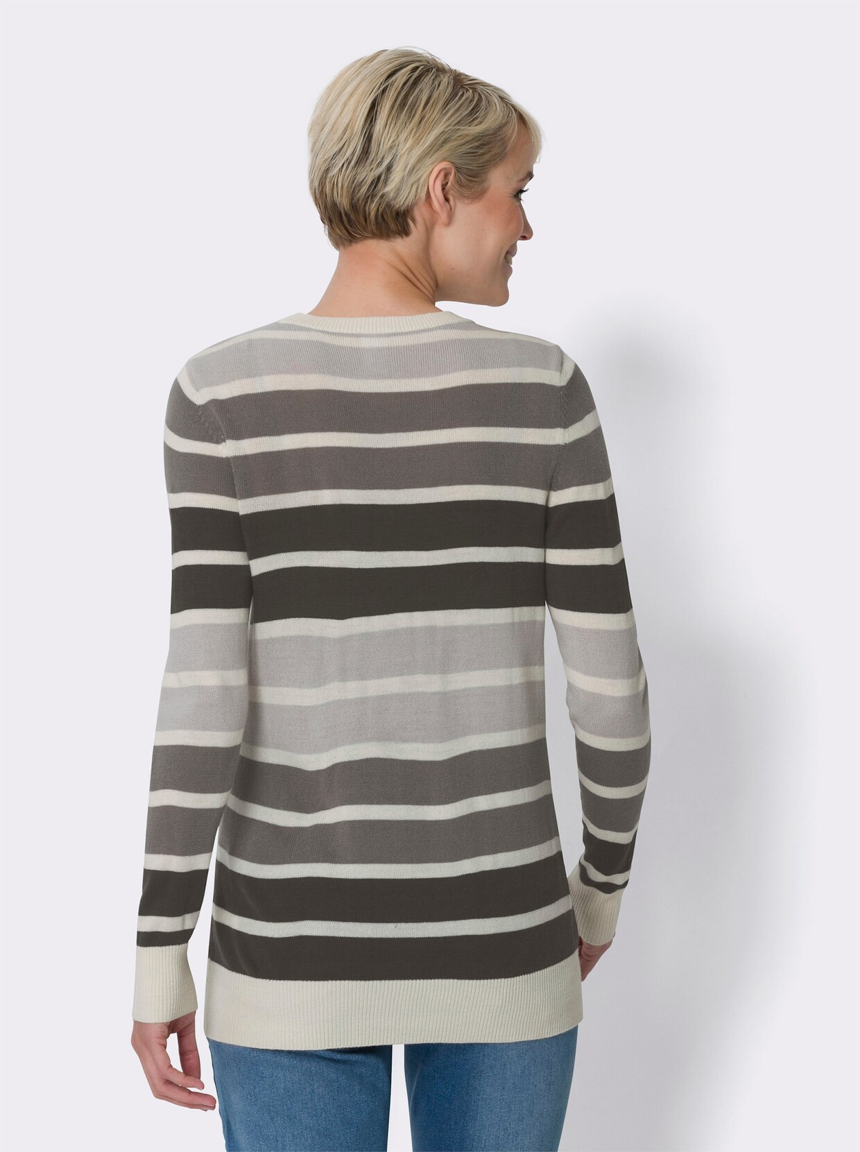 Pullover met lange mouwen - grafiet/grijs gestreept