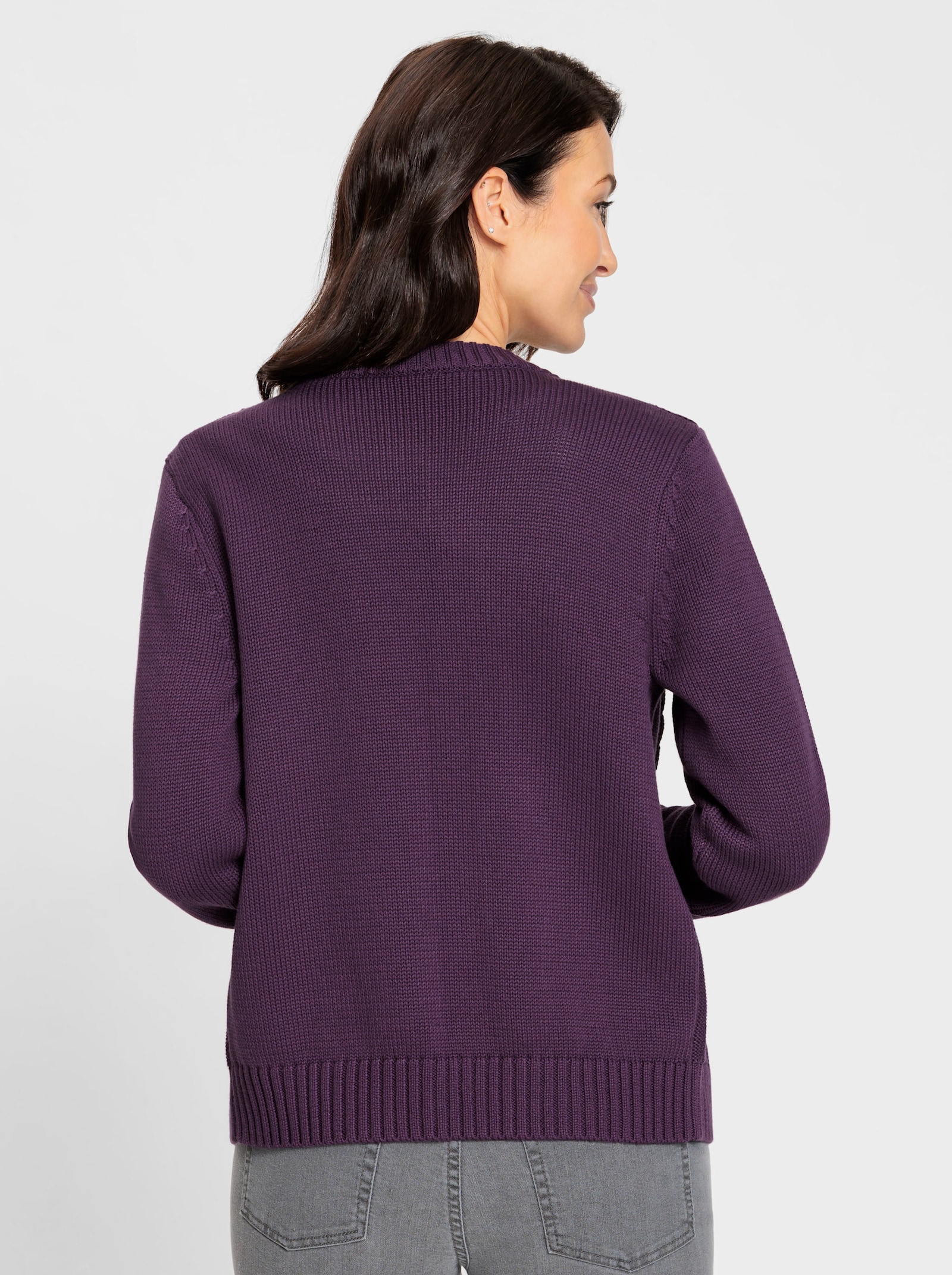  Strickjacke im Strickmuster-Mix - traube