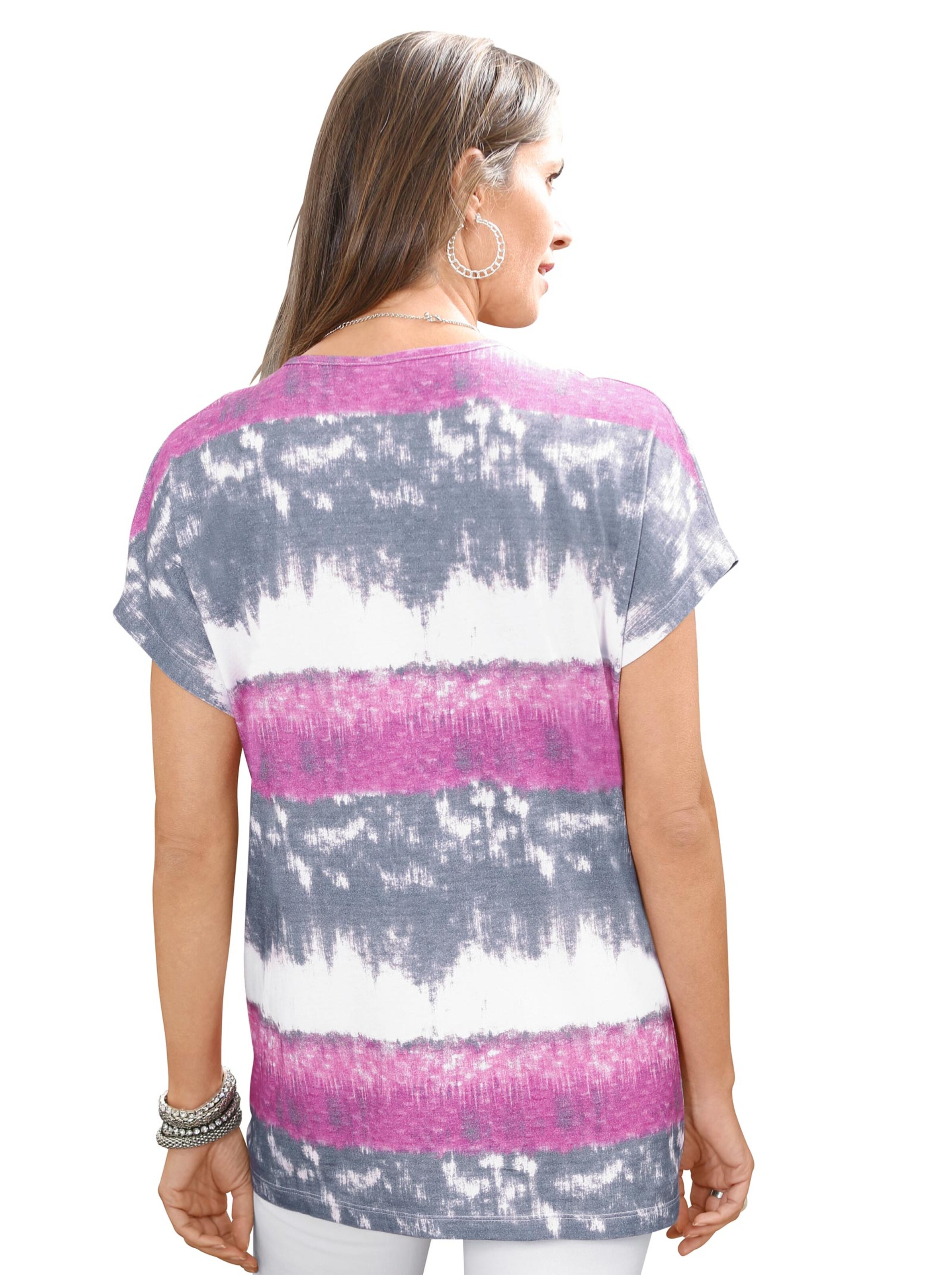 Shirt - fuchsia-grau-bedruckt