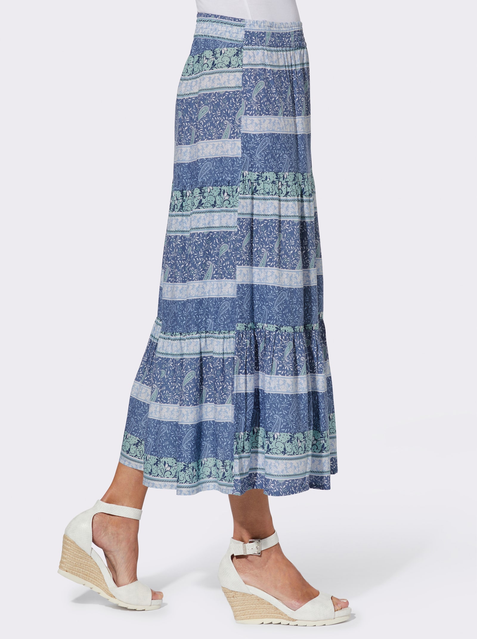 Schlupfrock im Paisley-Muster - rauchblau-kalkmint-bedruckt