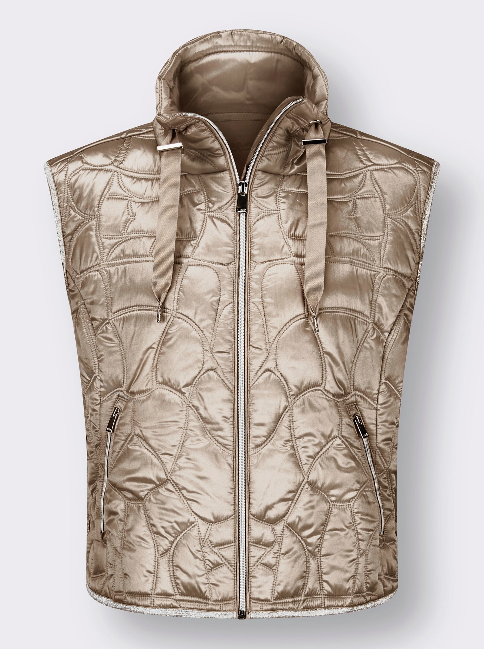 Steppweste mit Glanz-Effekt - sesam