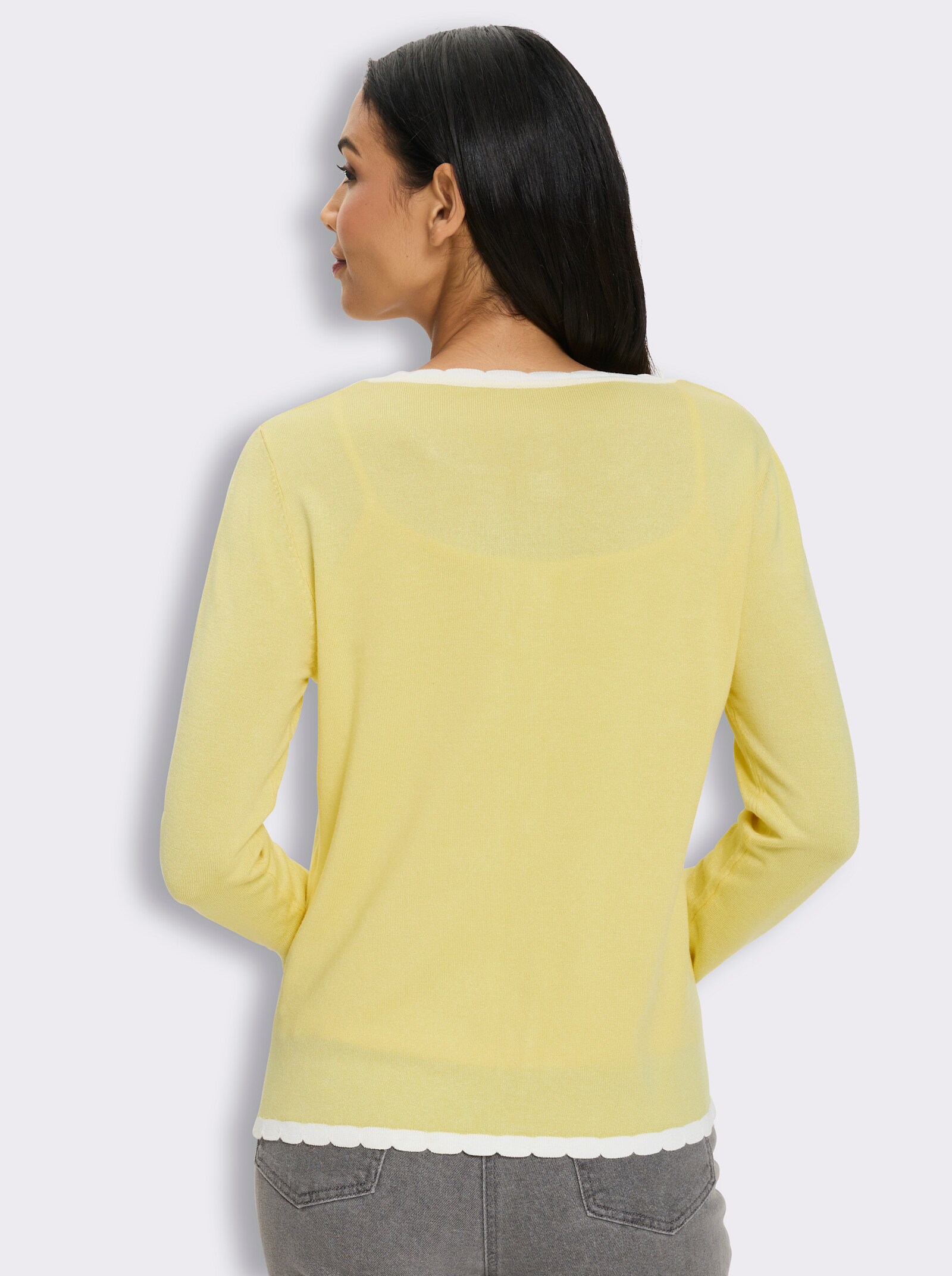 Cardigan mit Kontrast-Details - zitrone-ecru