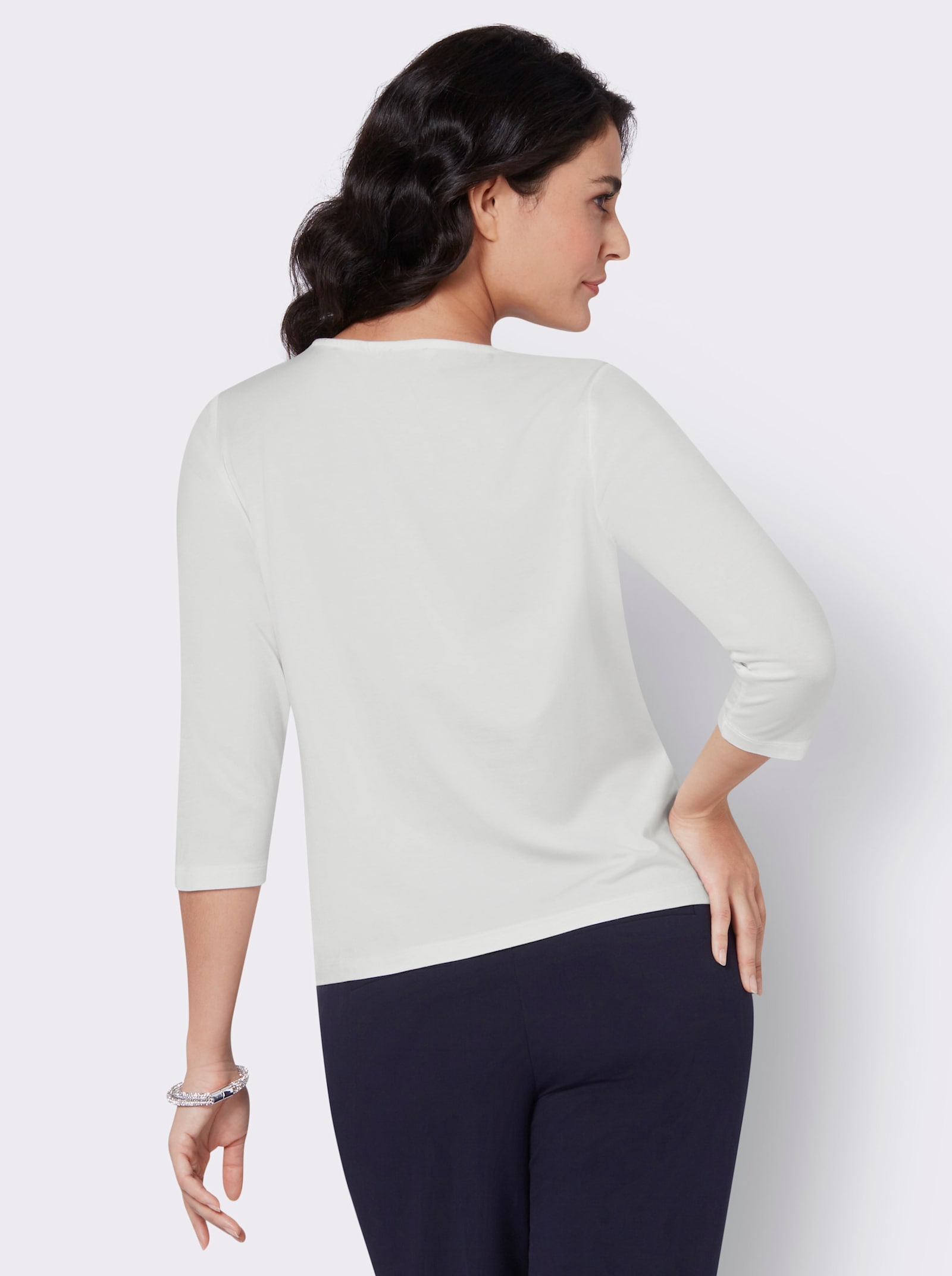 Spitzenshirt mit 3/4-Ärmeln - ecru