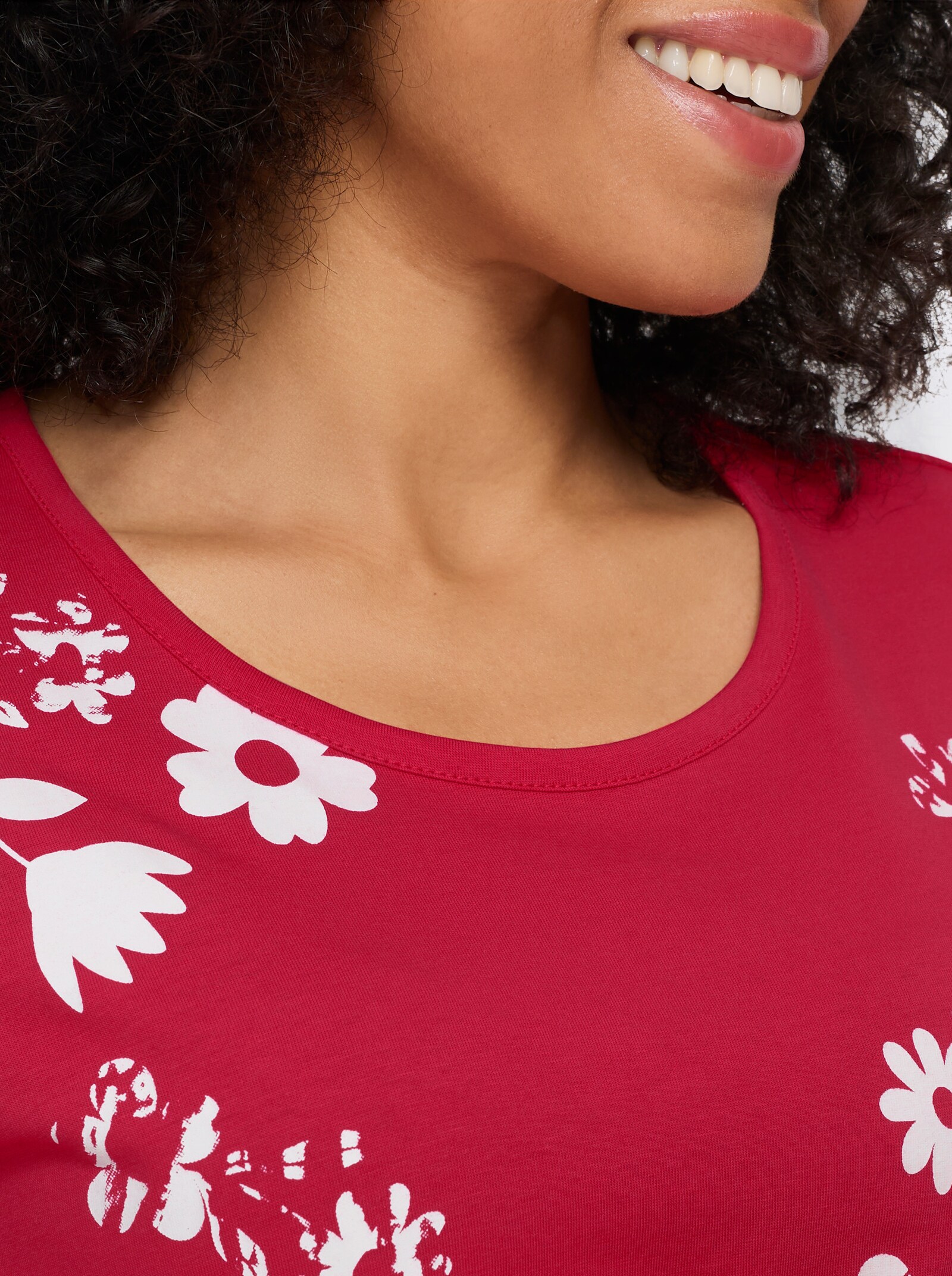 Shirt met korte mouwen en bloemenprint - aardbeienwit