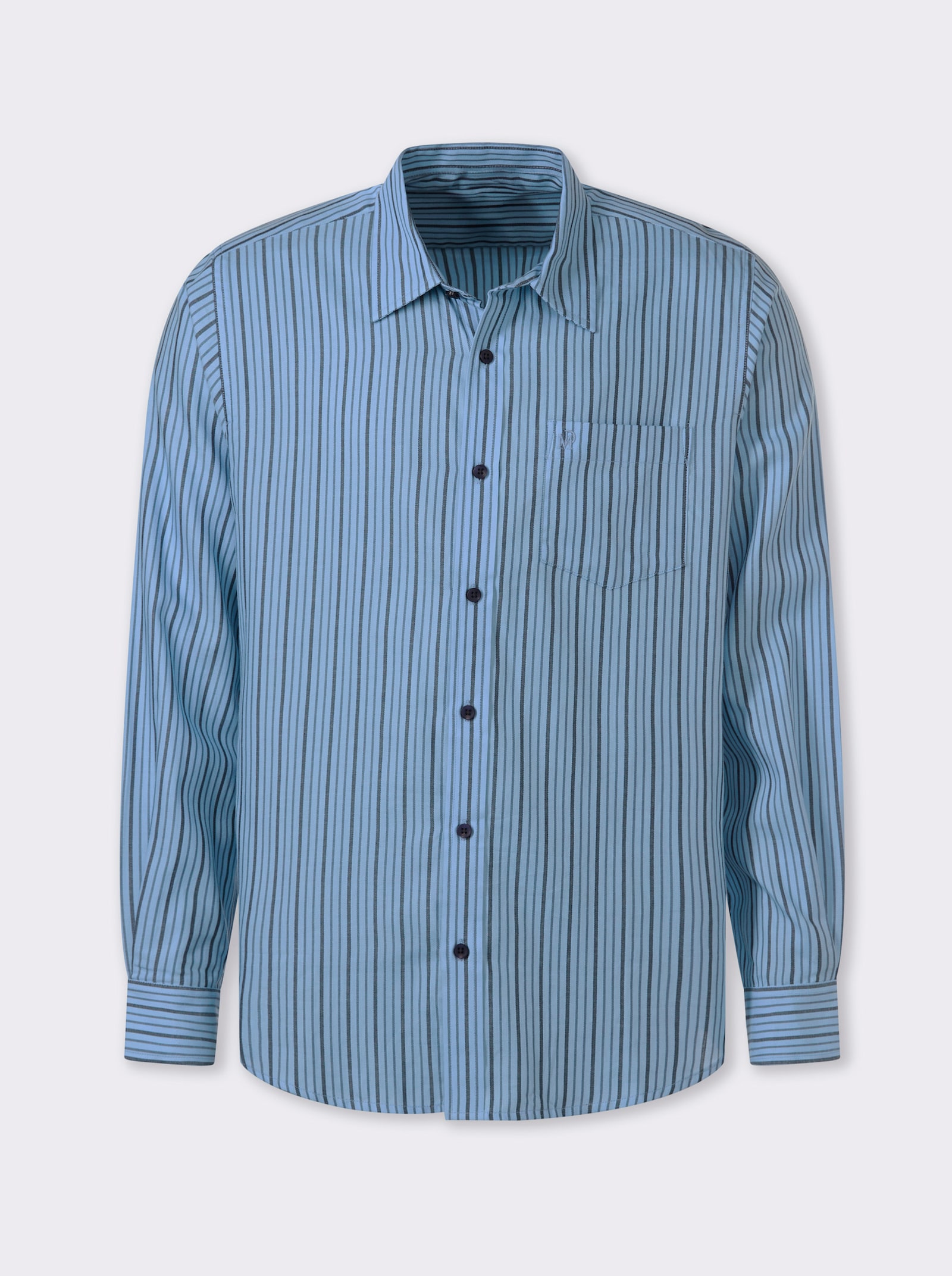 Marco Donati Langarmhemd in bügelfreier Popeline-Qualität - himmelblau-gestreift