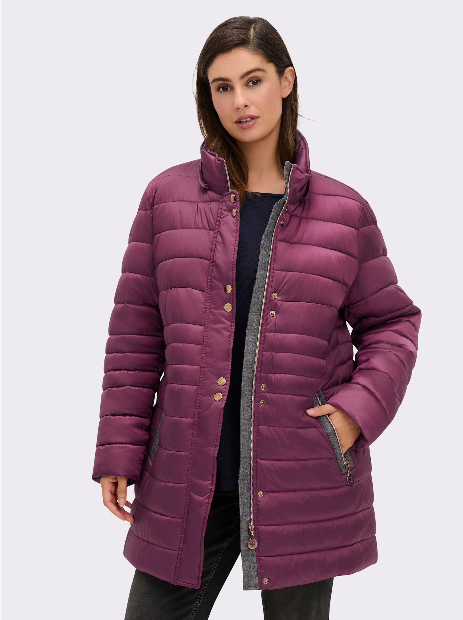 Steppjacke mit Pelz-Imitat - malve