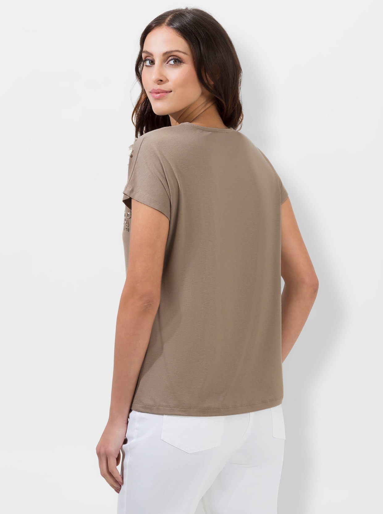 Shirt met ronde hals - sesam