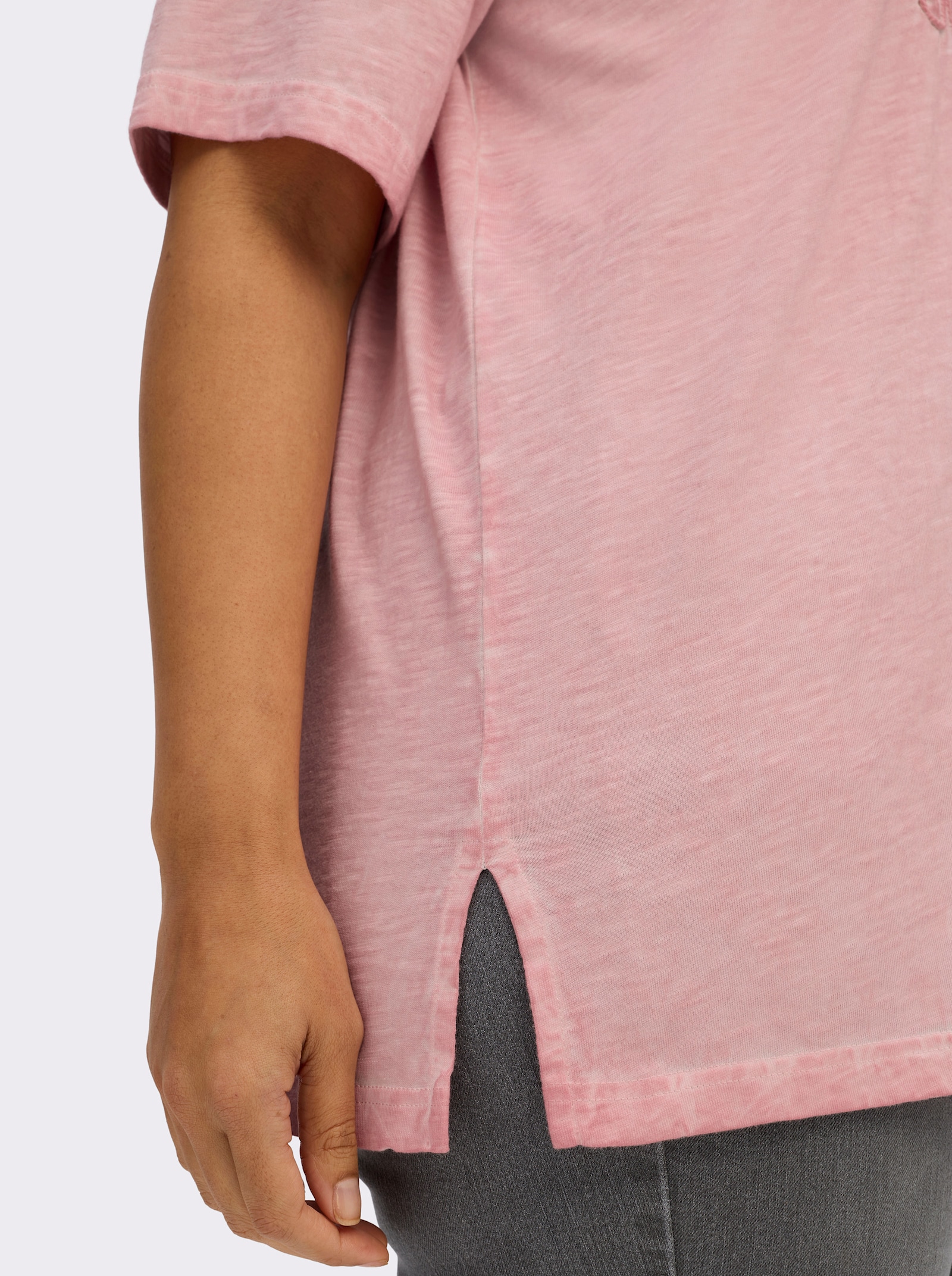 sheego Shirt mit Blumenstickerei - rosenquarz