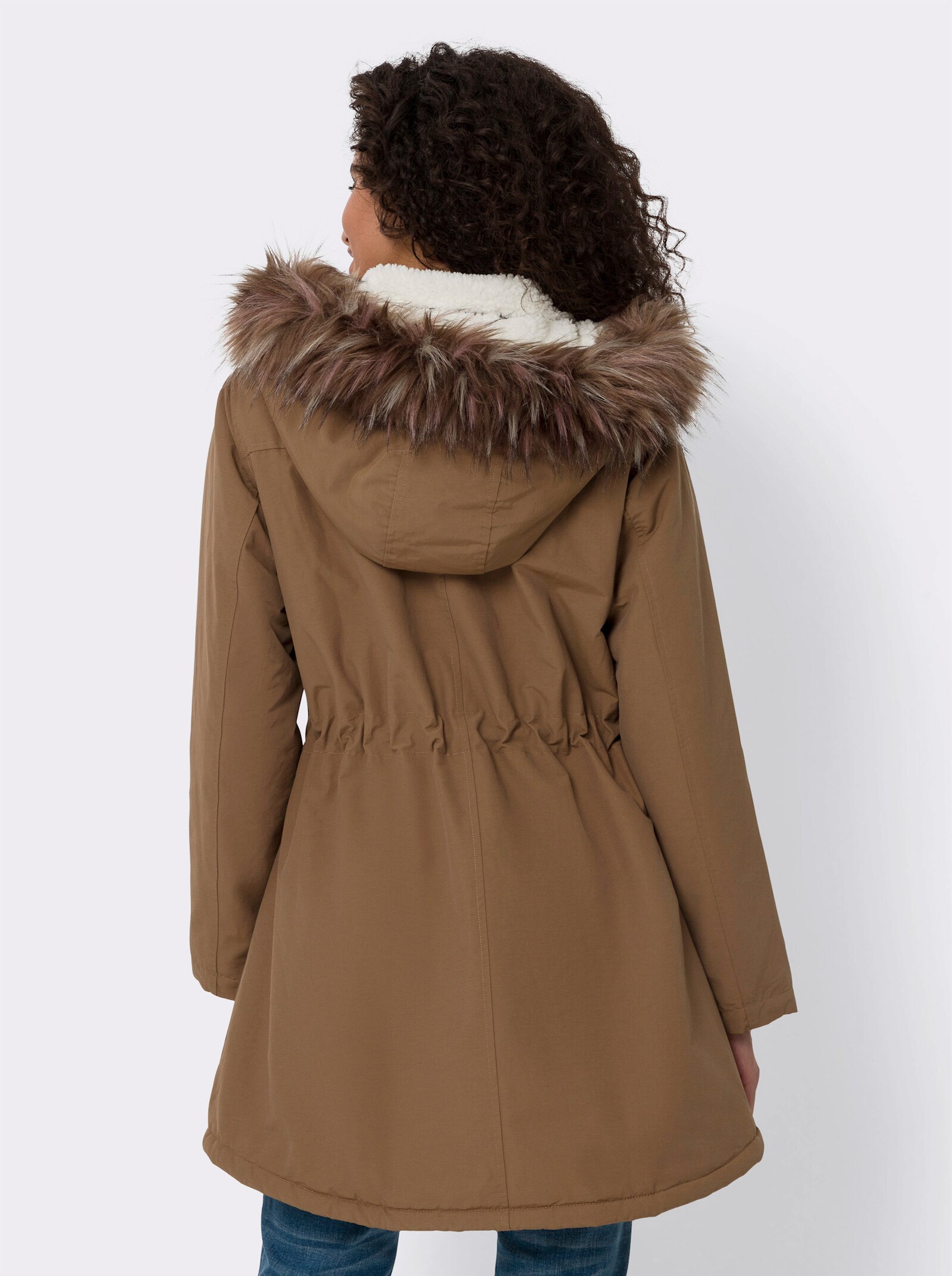 heine Outdoorjacke mit Teddyfleece-Futter - braun