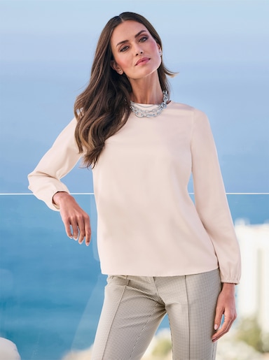 heine Schluppenbluse mit Knopfverschluss im Nacken - elfenbein