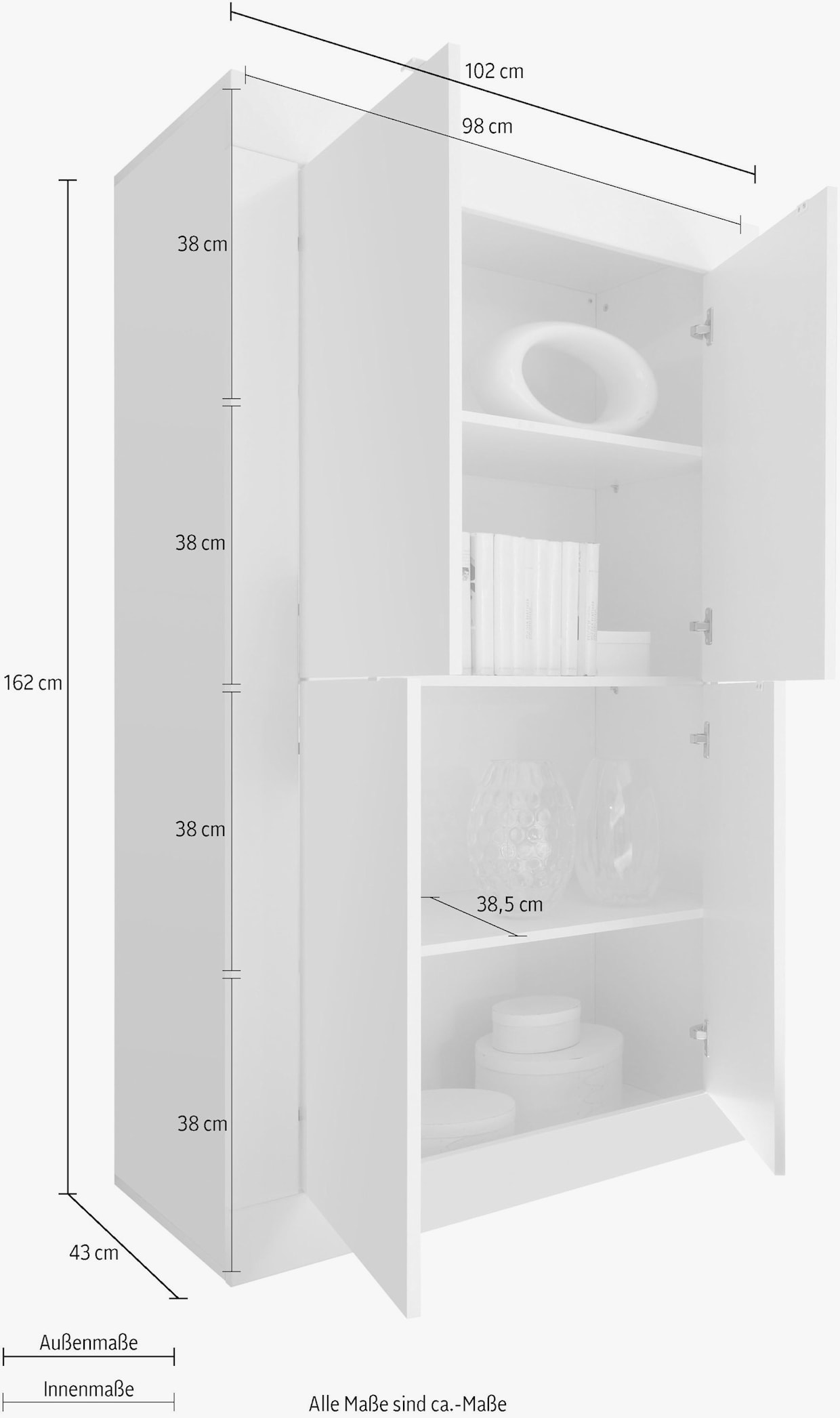 INOSIGN Highboard - schwarz matt/pero