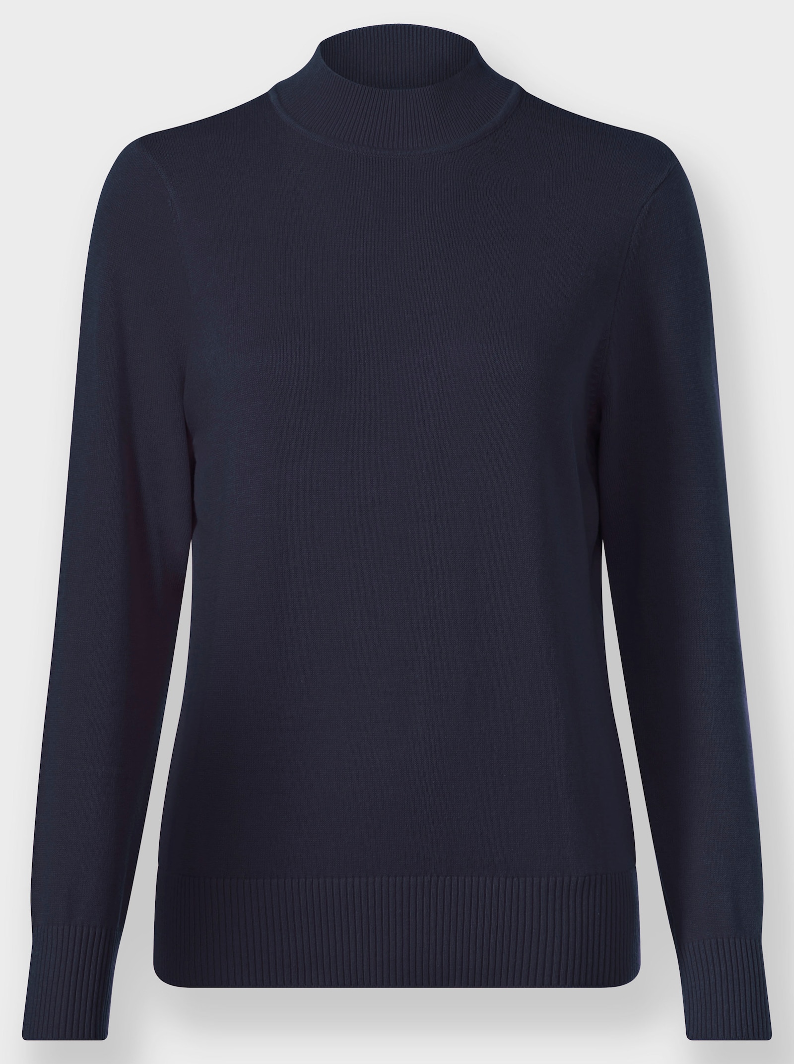Stehkragenpullover mit Ripp-Abschlüssen - marine