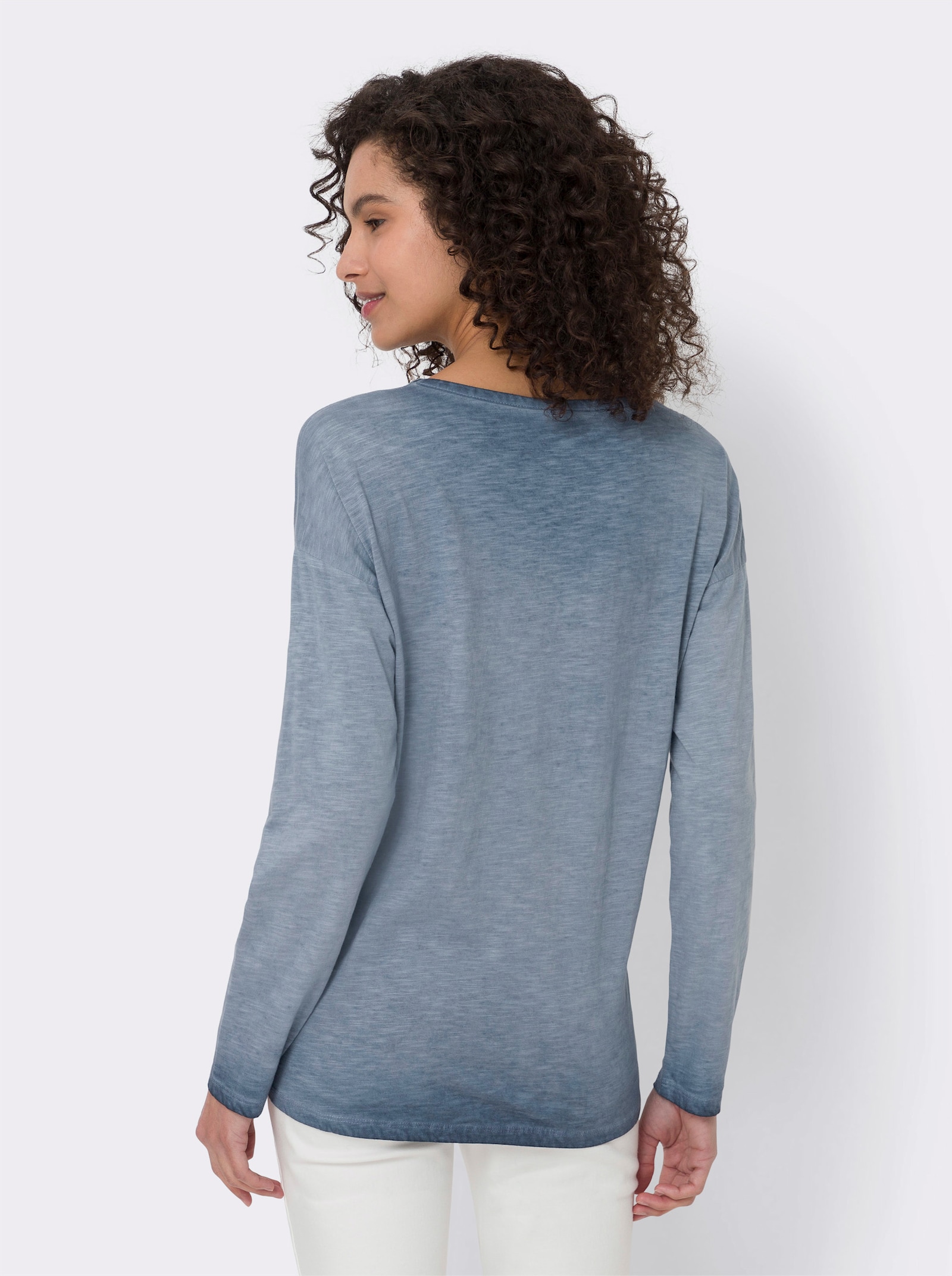 heine Langarmshirt mit Oil-dyed-Effekt - rauchblau-bedruckt