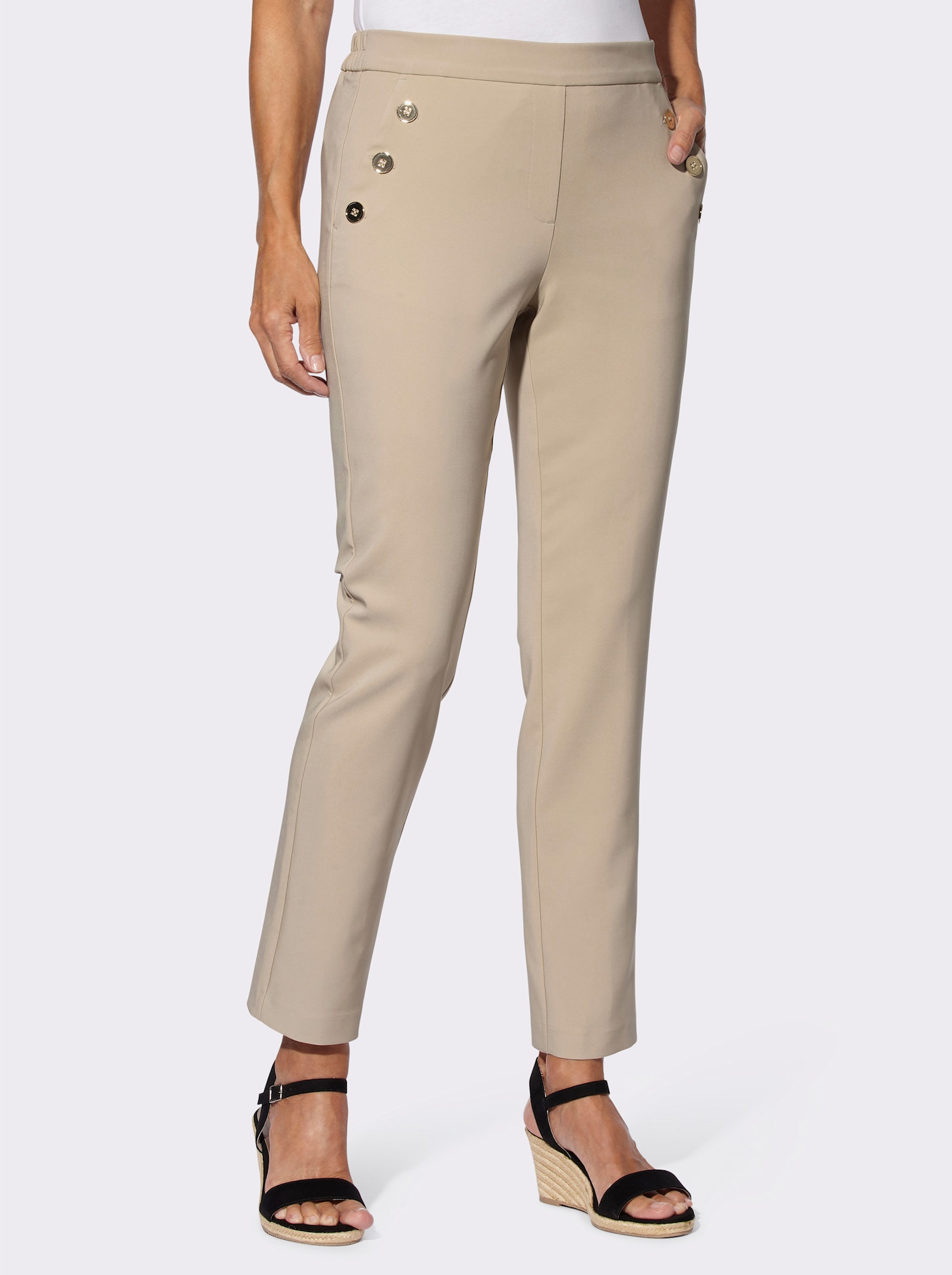 Schlupfhose mit Dehnbund hinten - beige