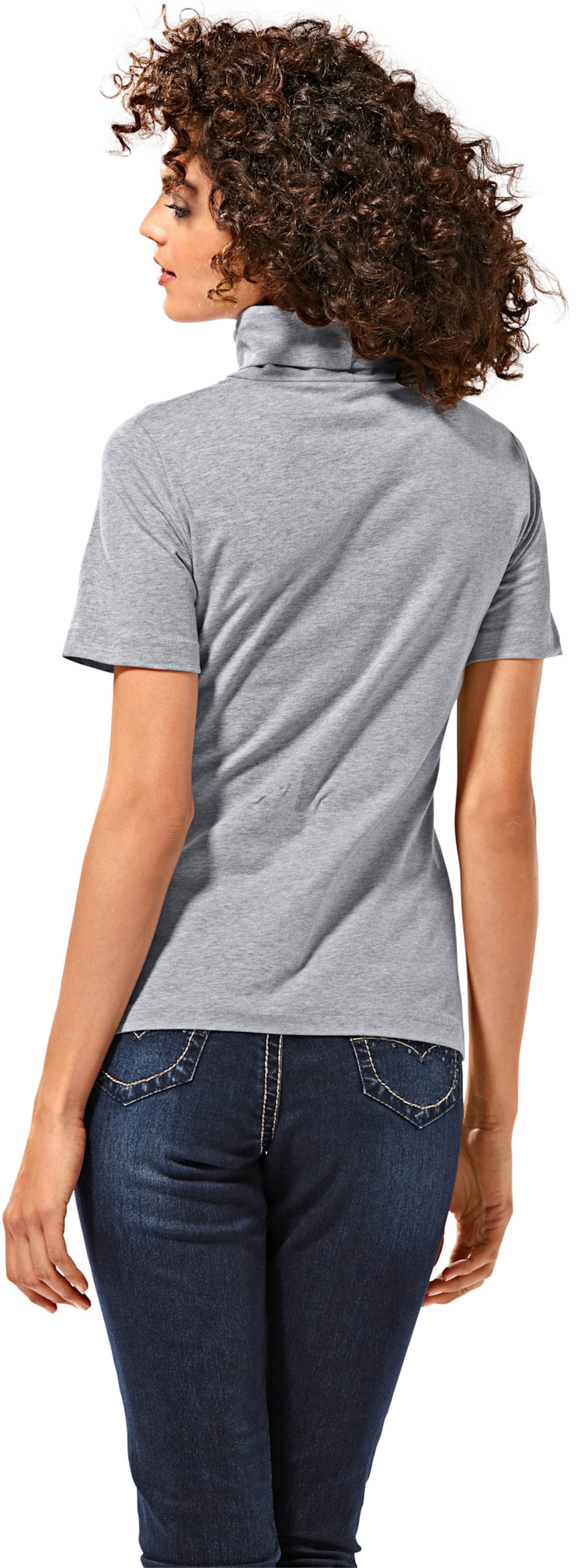 Lang Shirt  günstig Kaufen-Rollkragen-Shirt in grau-melange von heine. Rollkragen-Shirt in grau-melange von heine <![CDATA[Rollkragen-Shirt Kombigeniales Basic mit schönem Rollkragen. Trageangenehme Shirtware mit Stretch-Anteil. Taillierte Form.]]>. 