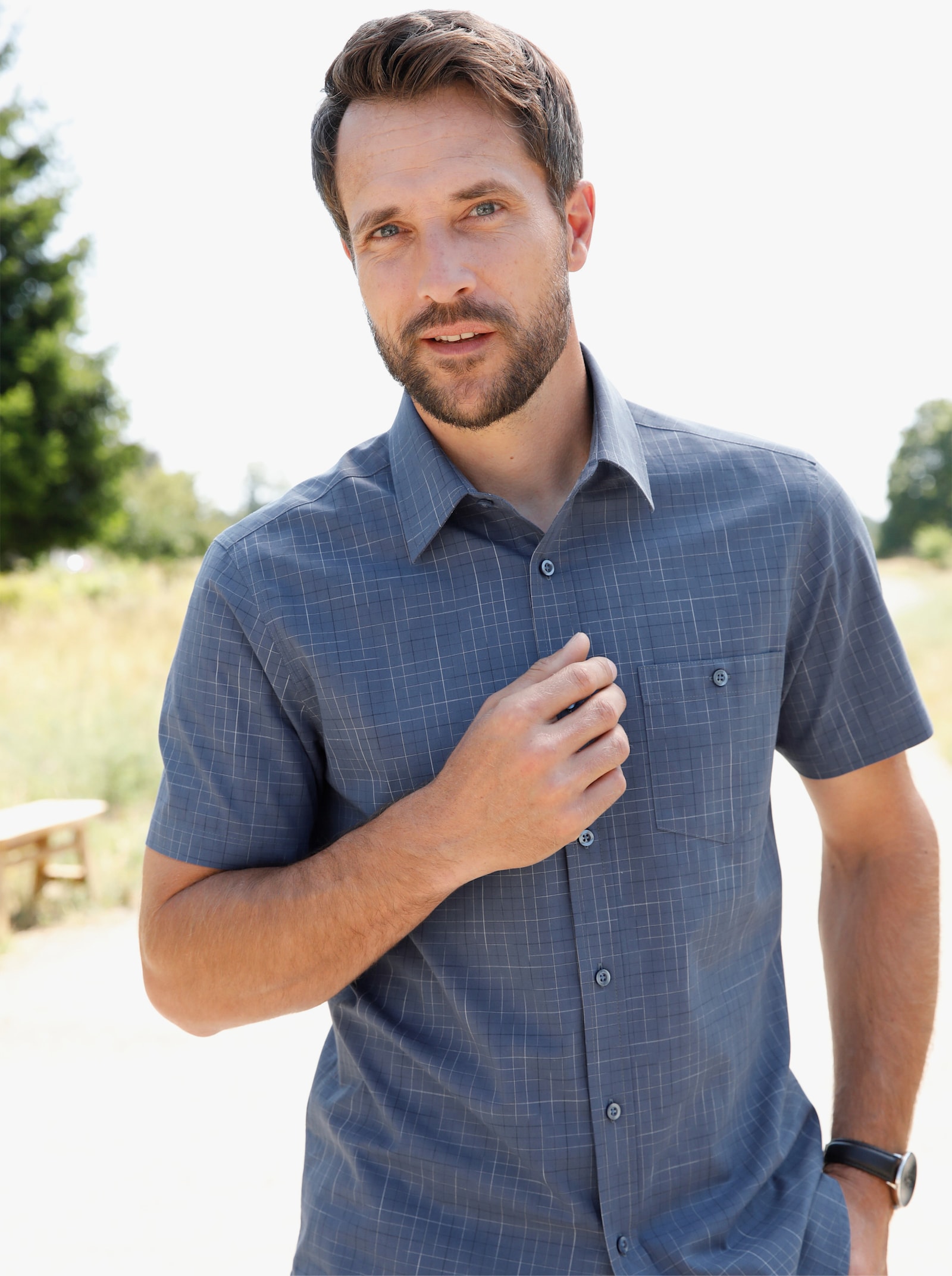 Catamaran Kurzarm-Hemd - rauchblau