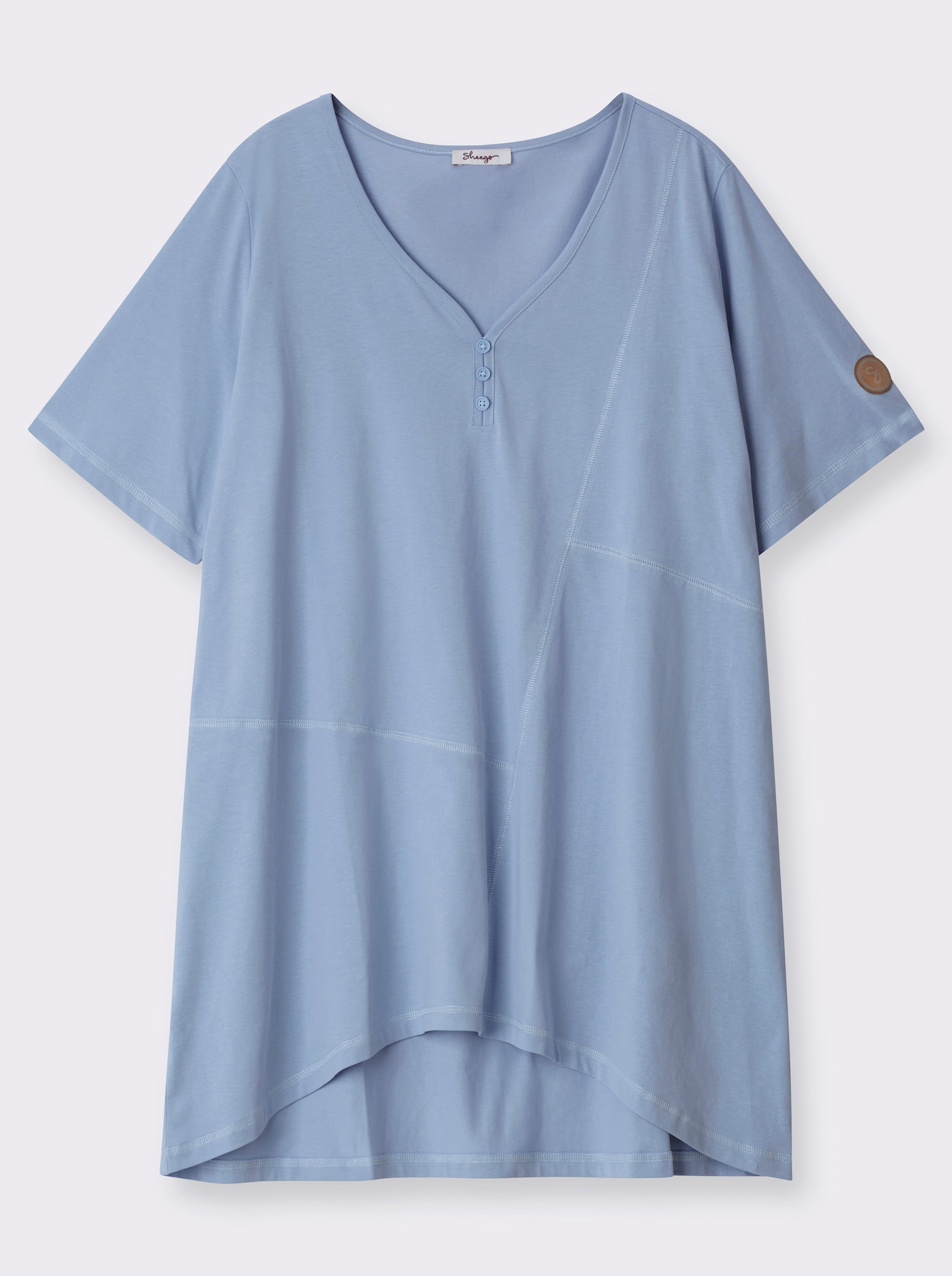 sheego Longshirt mit gerundetem Saum - bleu
