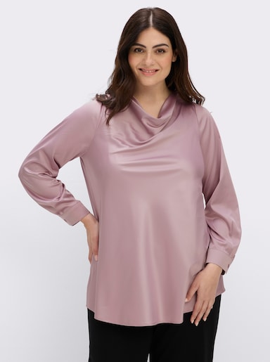 sheego Tunika mit Wasserfall-Ausschnitt - mauve