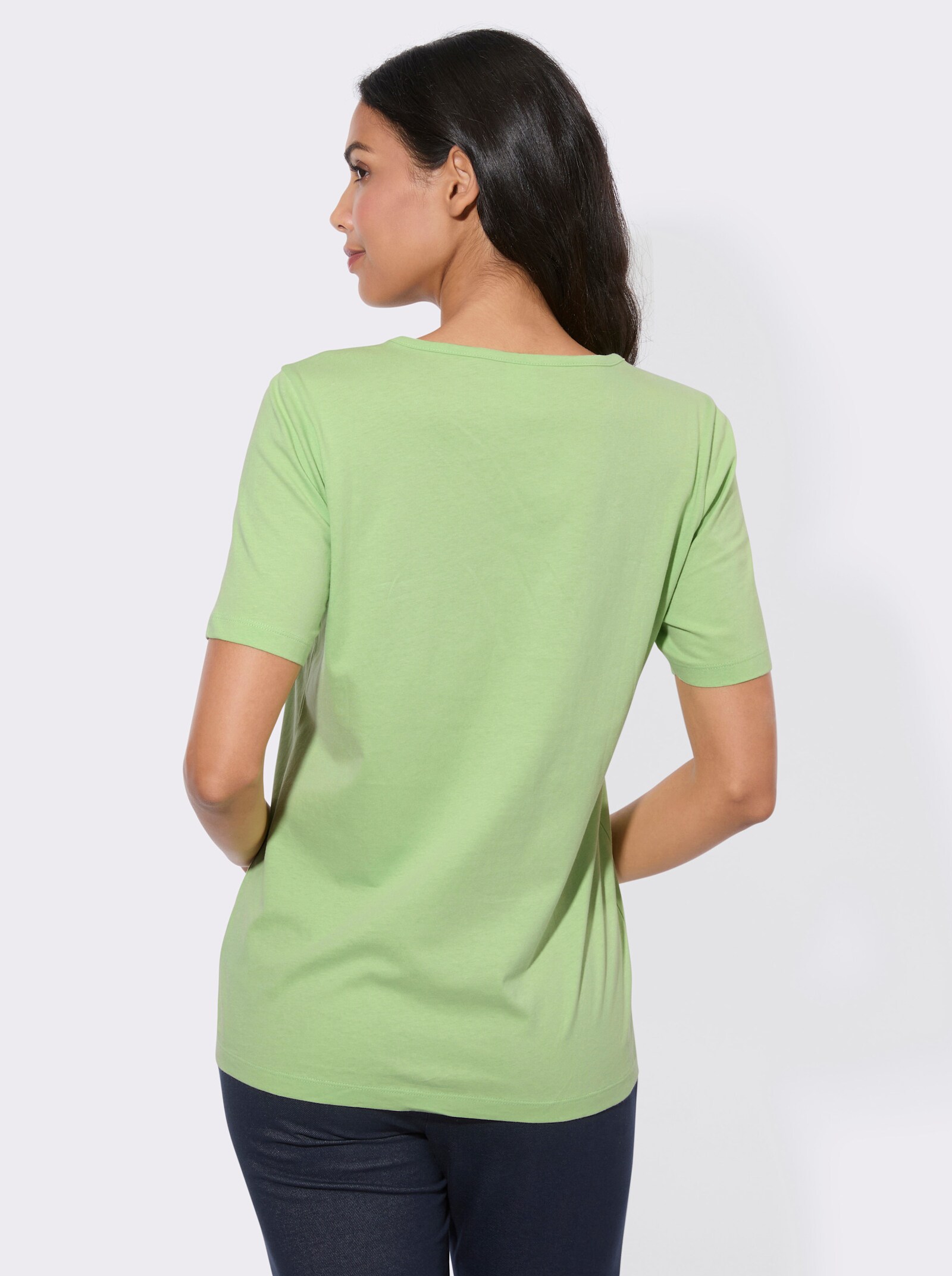 Kurzarmshirt mit platziertem Blumen-Print - reseda