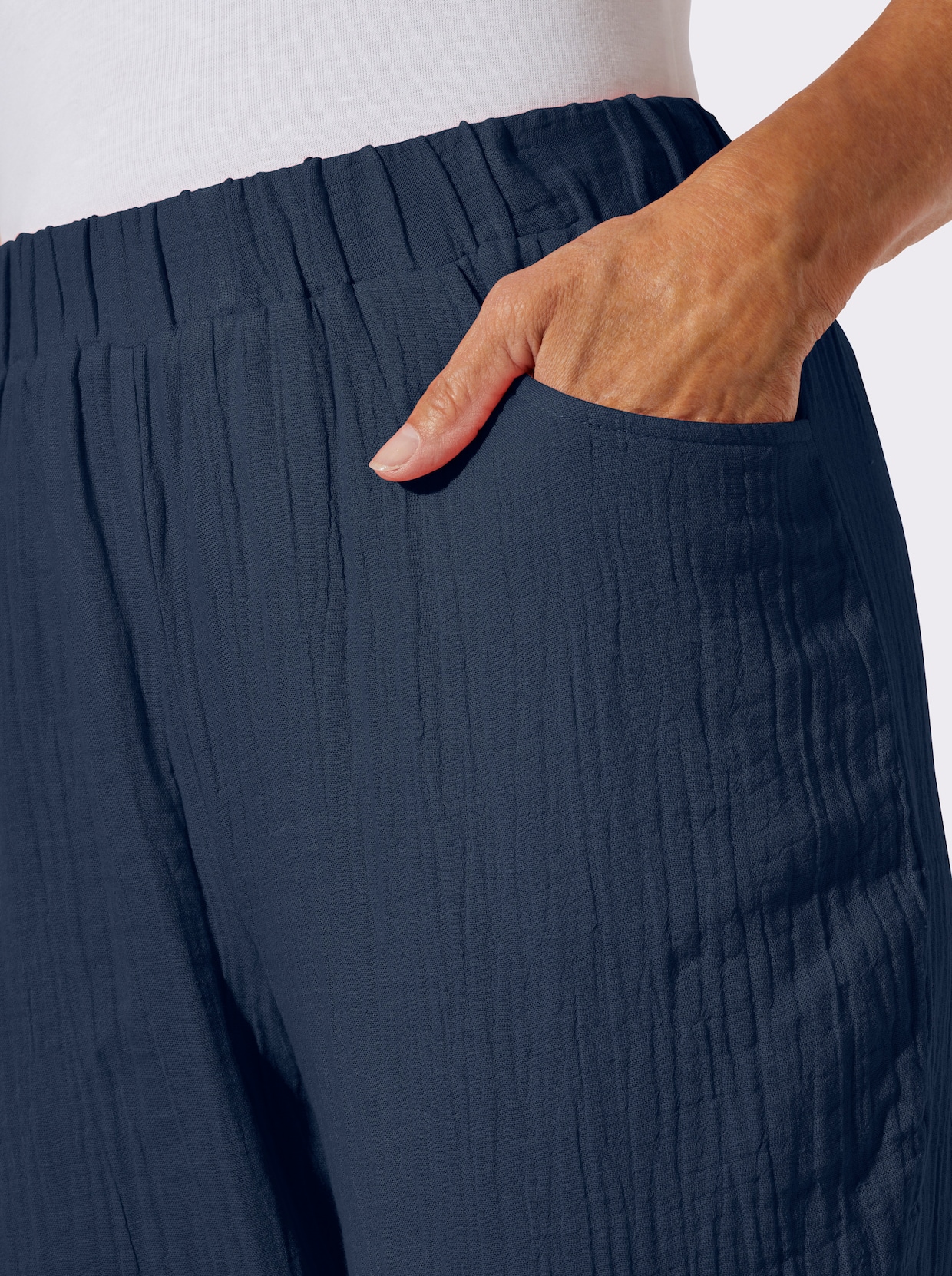 Schlupfhose in Musselin-Qualität - dunkelblau