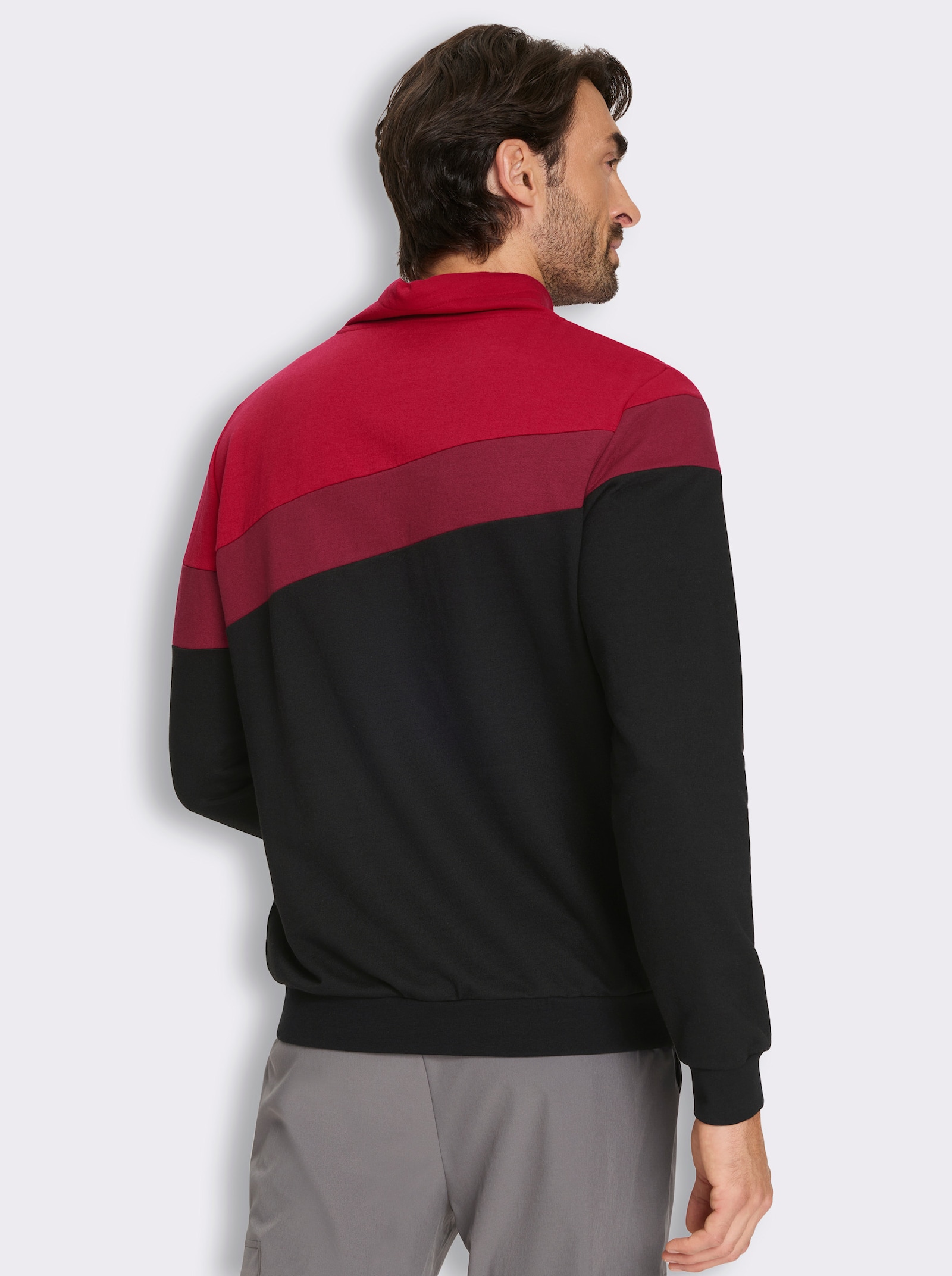 Catamaran Sports Sweatshirt mit weitenregulierbarem Kragen - schwarz-rot