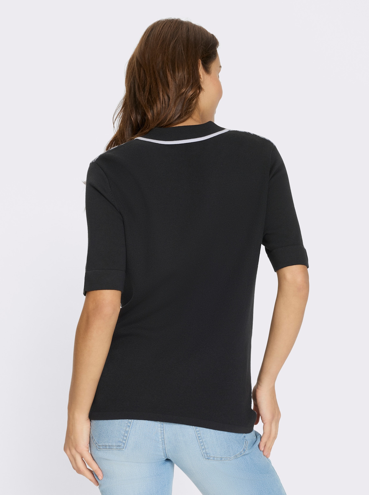 Polopullover - schwarz-weiß-gemustert