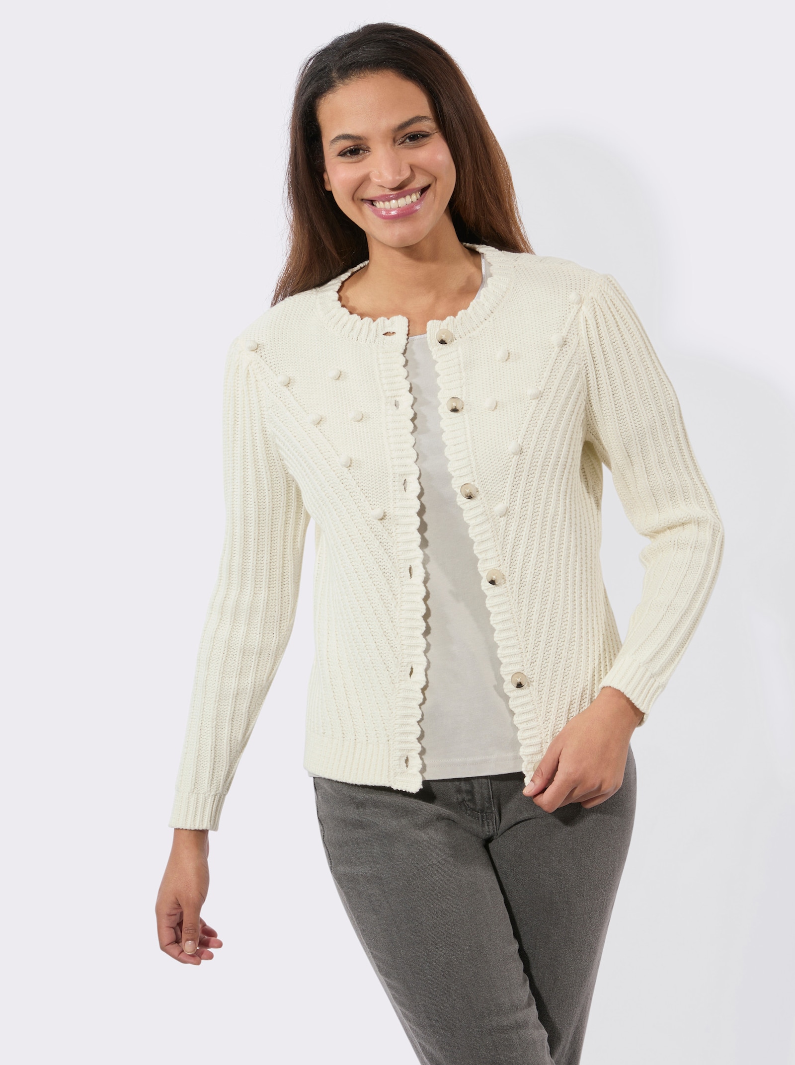 Strickjacke im Landhaus-Stil - champagner